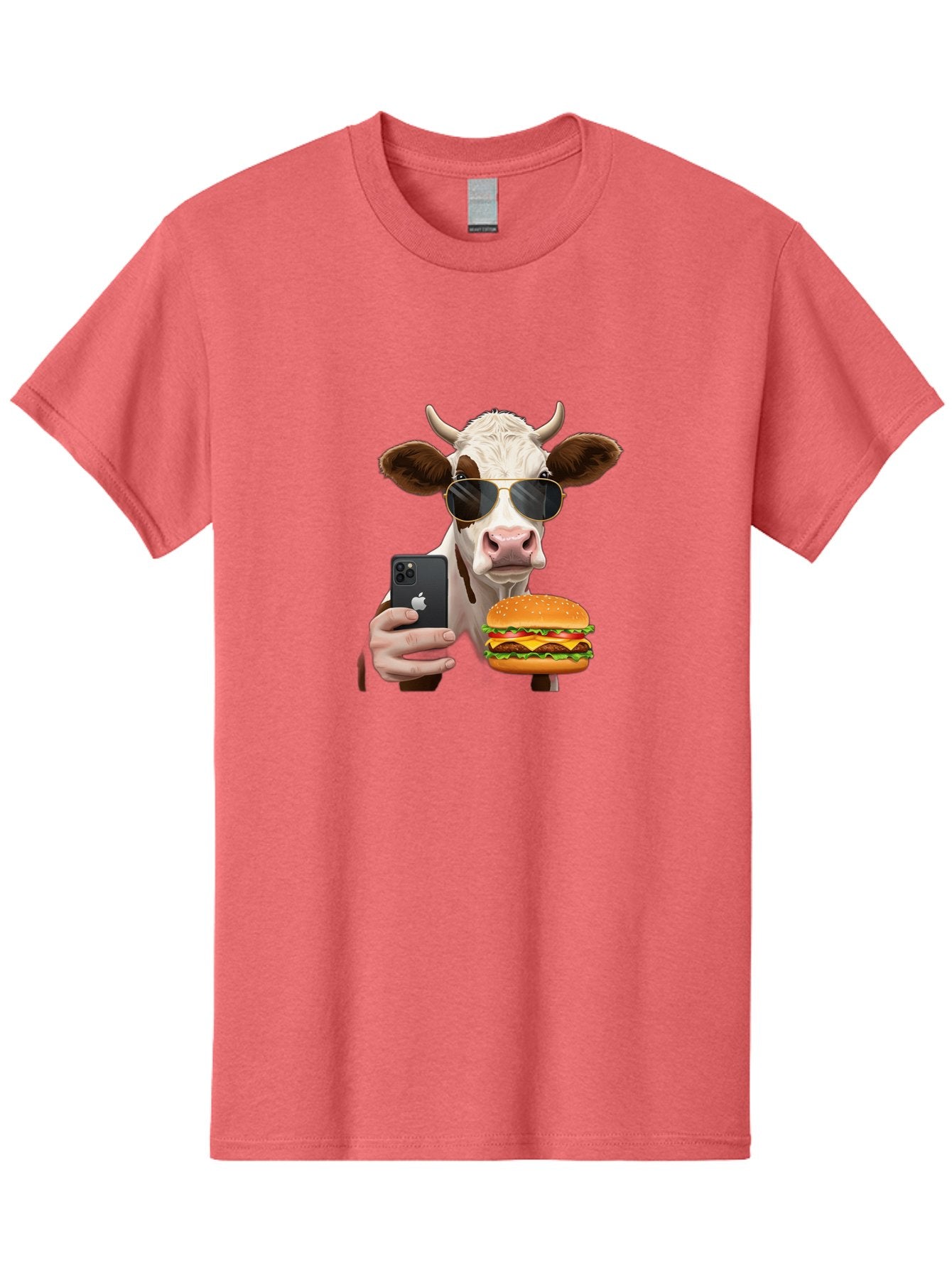 Cow-With-Iphone-And-Burger Men'S Graphic Tee, 100% Cotton, Comfortable Casual Summer Wear, Machine Washable, Vintage Camera, Old Camera, Antique Camera, Black Camera, Classic Photography, Photography Equipment, Nostalgic Device, Film Camera, Bah822 9