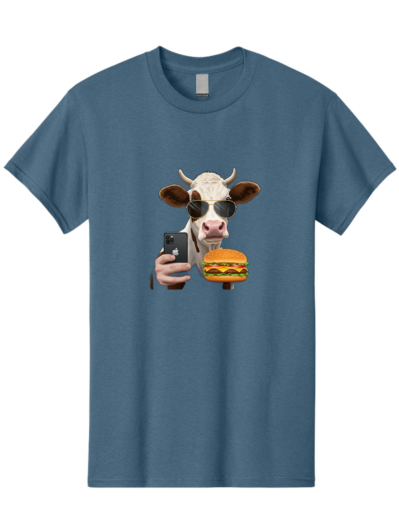 Cow-With-Iphone-And-Burger Men'S Graphic Tee, 100% Cotton, Comfortable Casual Summer Wear, Machine Washable, Vintage Camera, Old Camera, Antique Camera, Black Camera, Classic Photography, Photography Equipment, Nostalgic Device, Film Camera, Bah822 12