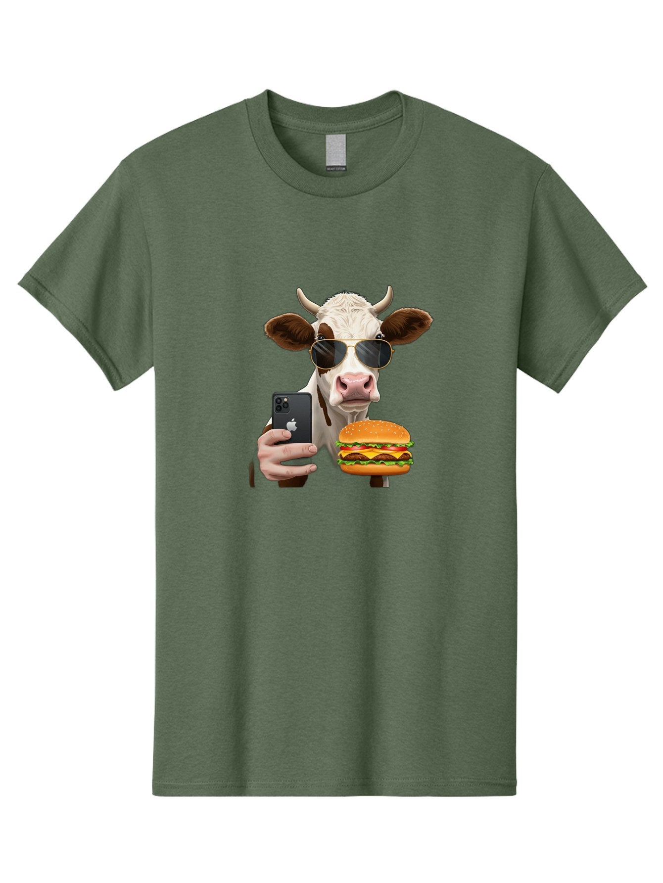 Cow-With-Iphone-And-Burger Men'S Graphic Tee, 100% Cotton, Comfortable Casual Summer Wear, Machine Washable, Vintage Camera, Old Camera, Antique Camera, Black Camera, Classic Photography, Photography Equipment, Nostalgic Device, Film Camera, Bah822 6