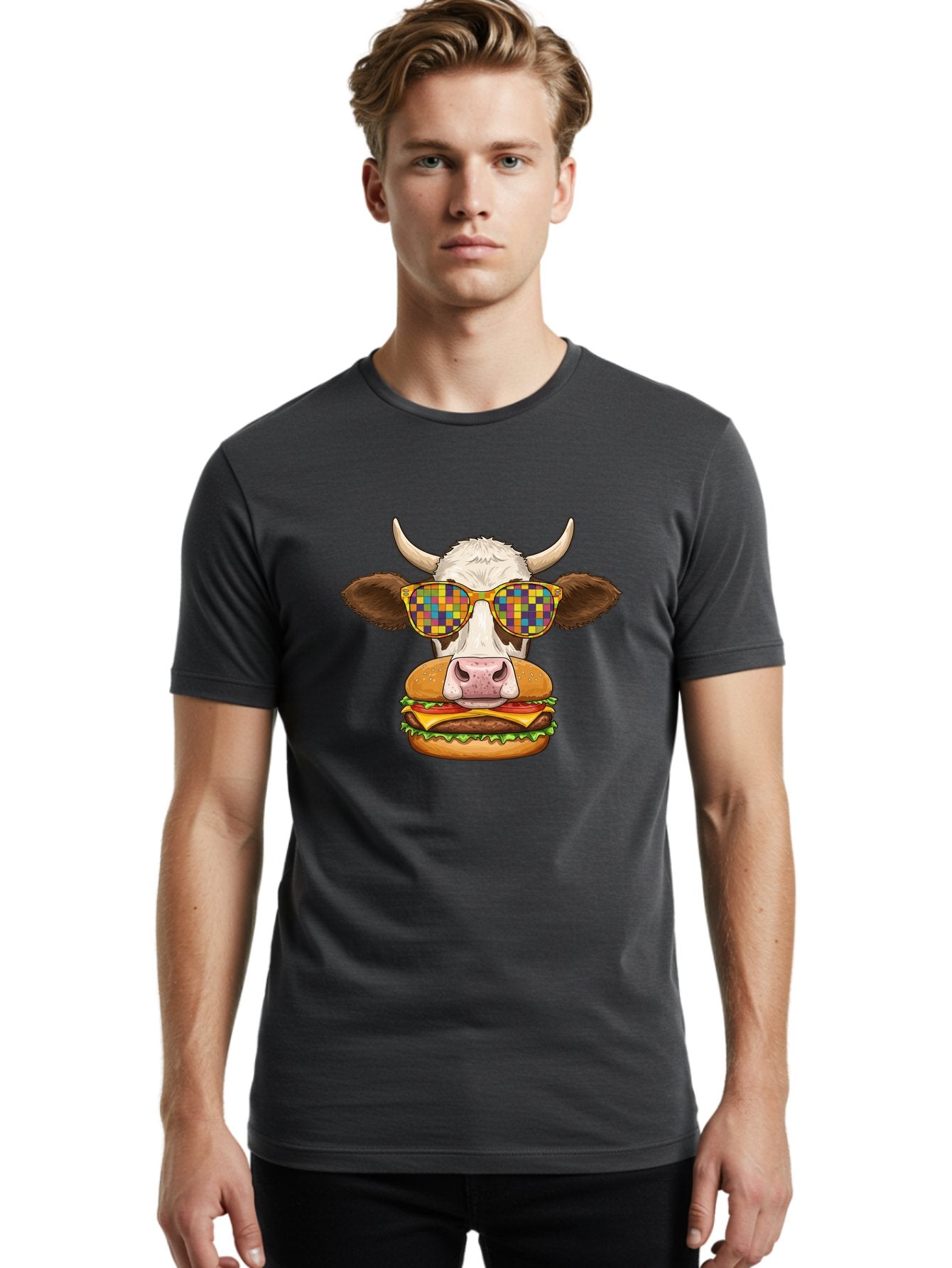 Cowburger-1 Men'S Graphic Tee, 100% Cotton, Comfortable Casual Summer Wear, Machine Washable, Vintage Camera, Old Camera, Antique Camera, Black Camera, Classic Photography, Photography Equipment, Nostalgic Device, Film Camera, Camera Art Bah824 17