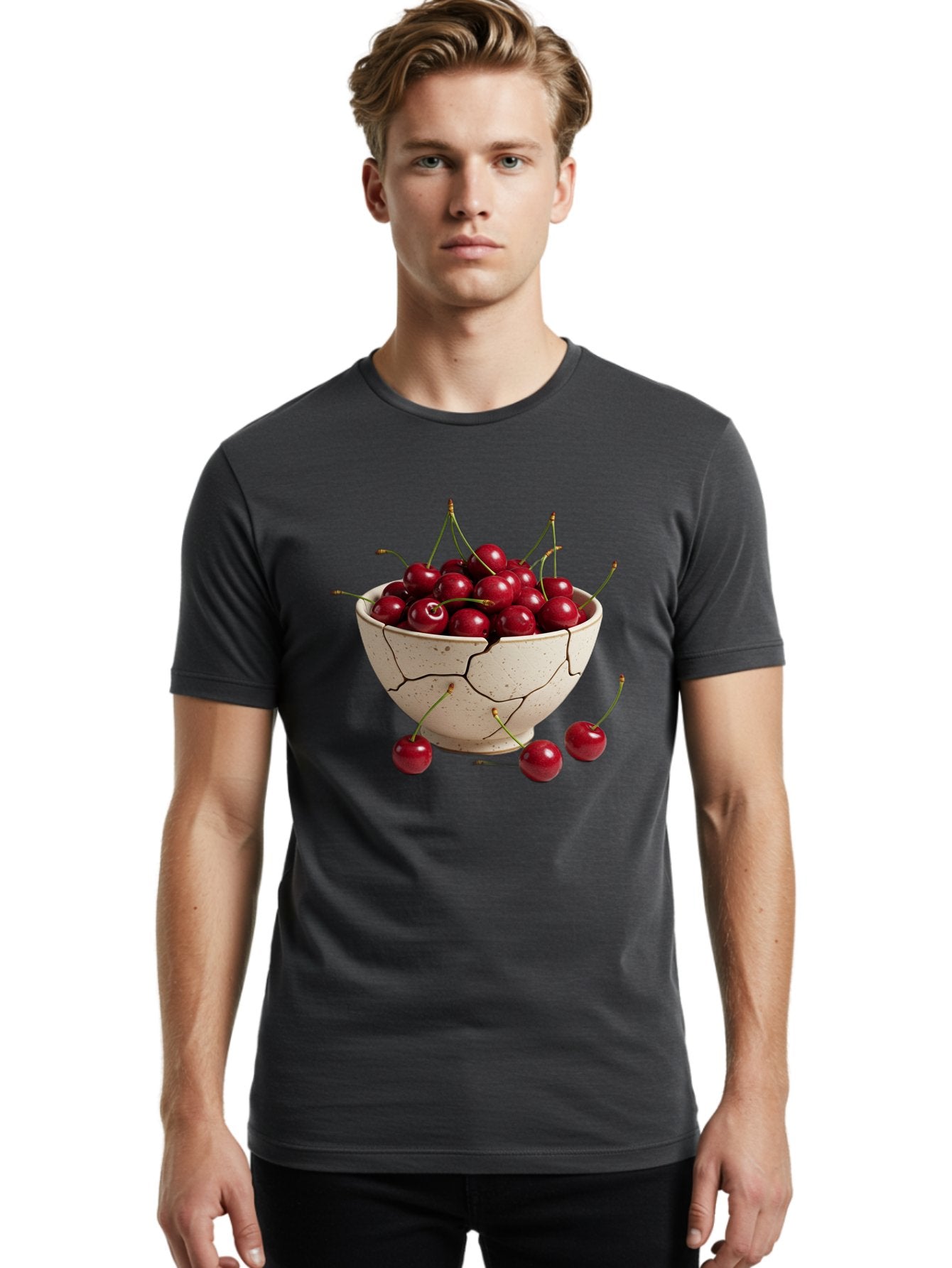 Cracked-Bowl-Of-Cherries Men'S Graphic Tee, 100% Cotton, Comfortable Casual Summer Wear, Machine Washable, Vintage Camera, Old Camera, Antique Camera, Black Camera, Classic Photography, Photography Equipment, Nostalgic Device, Film Camera, Bah828 16