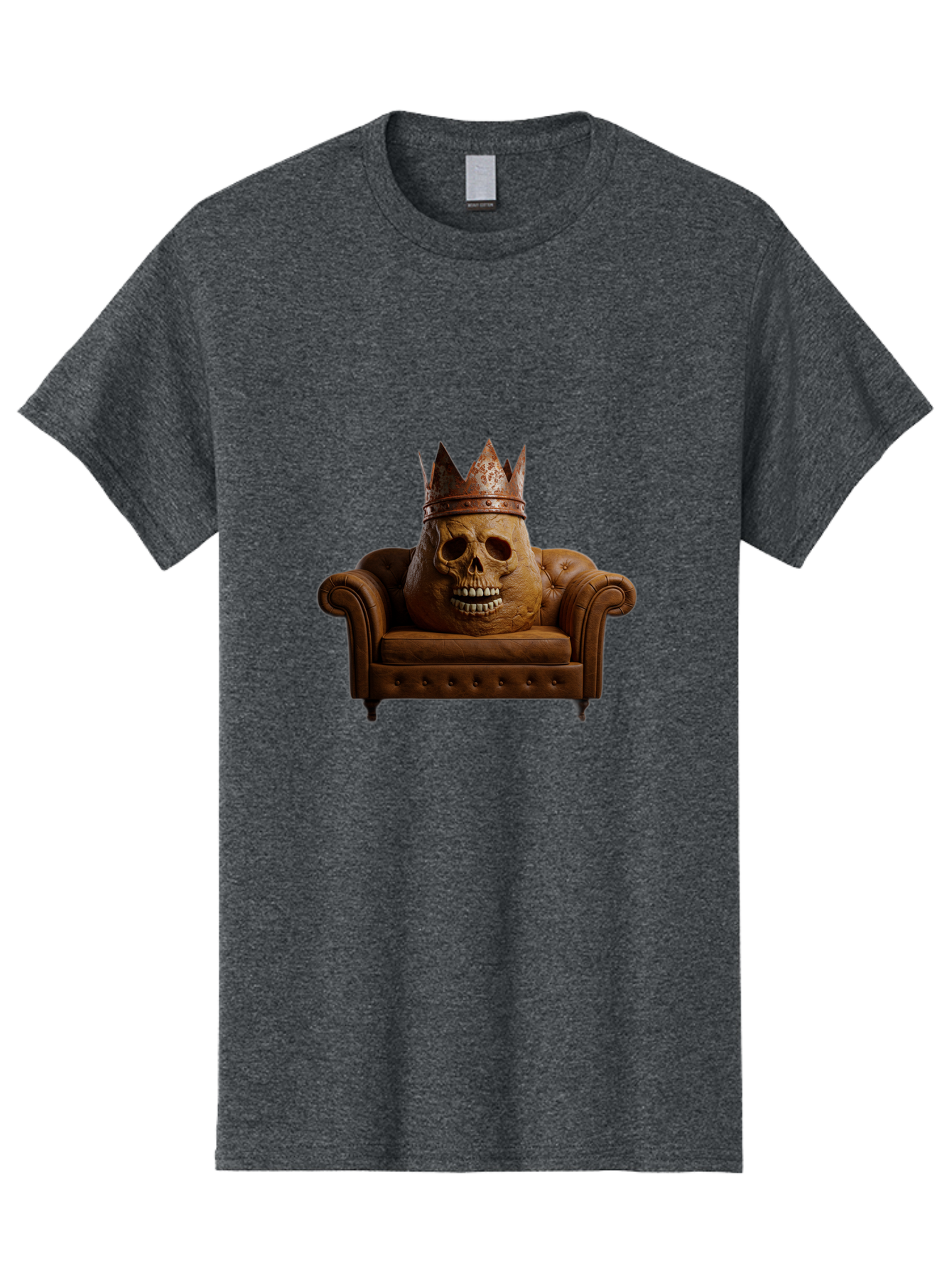 Crowned-Skull-On-Leather-Sofa Men'S Graphic Tee, 100% Cotton, Comfortable Casual Summer Wear, Machine Washable, Vintage Camera, Old Camera, Antique Camera, Black Camera, Classic Photography, Photography Equipment, Nostalgic Device, Bah832 14