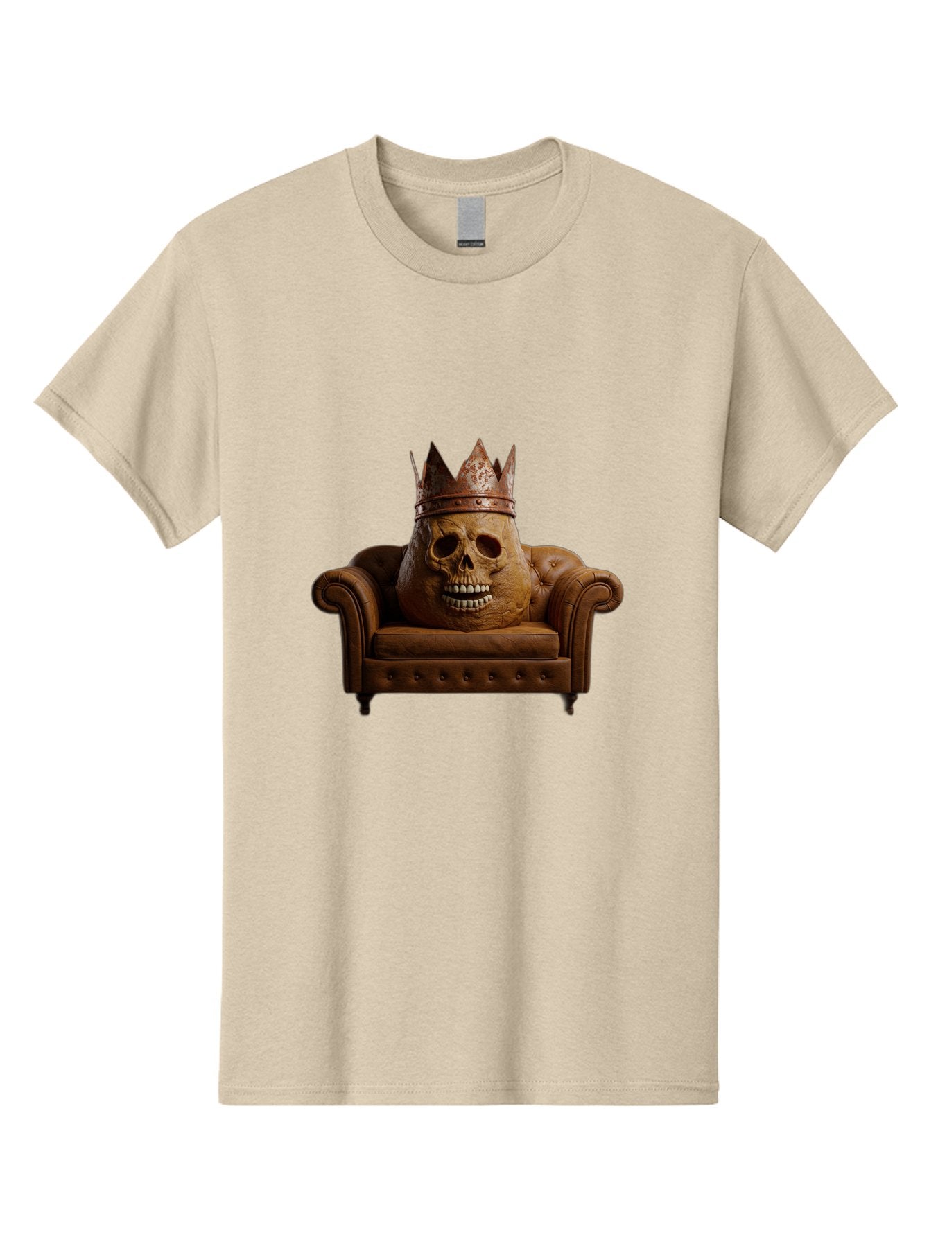 Crowned-Skull-On-Leather-Sofa Men'S Graphic Tee, 100% Cotton, Comfortable Casual Summer Wear, Machine Washable, Vintage Camera, Old Camera, Antique Camera, Black Camera, Classic Photography, Photography Equipment, Nostalgic Device, Bah832 5