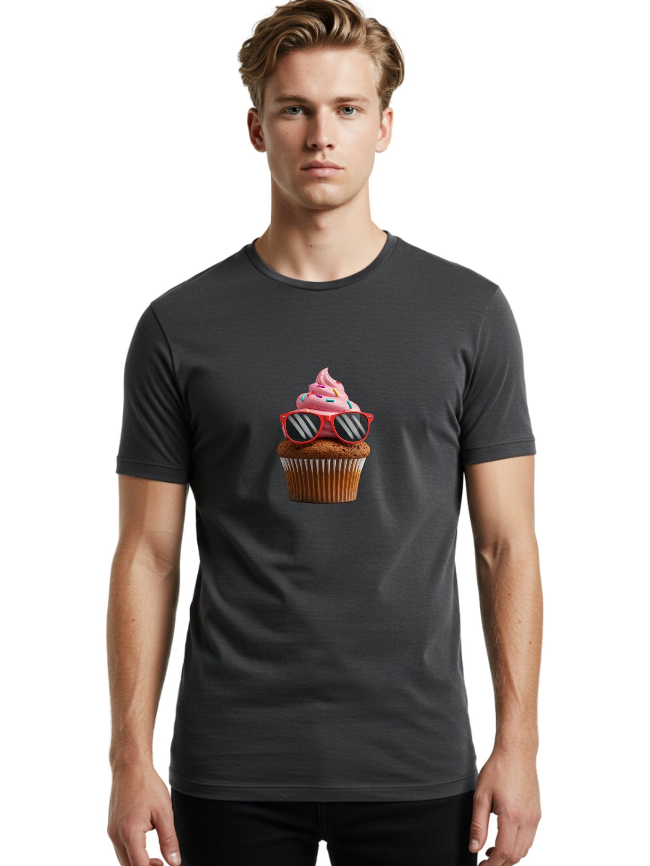Cupcake-Wearing-Sunglasses Men'S Graphic Tee, 100% Cotton, Comfortable Casual Summer Wear, Machine Washable, Vintage Camera, Old Camera, Antique Camera, Black Camera, Classic Photography, Photography Equipment, Nostalgic Device, Film Camera, Bah865 24