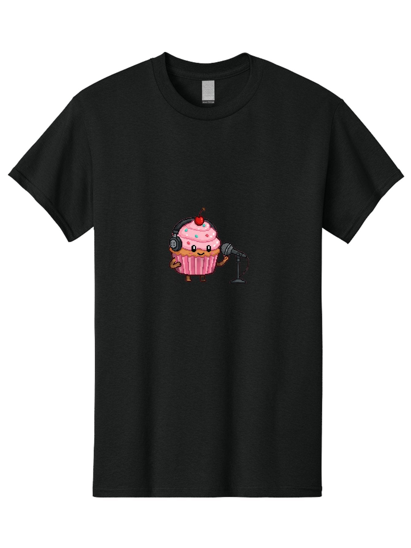 Cupcake-With-Headphones-1 Men'S Graphic Tee, 100% Cotton, Comfortable Casual Summer Wear, Machine Washable, Vintage Camera, Old Camera, Antique Camera, Black Camera, Classic Photography, Photography Equipment, Nostalgic Device, Film Camera, Bah868