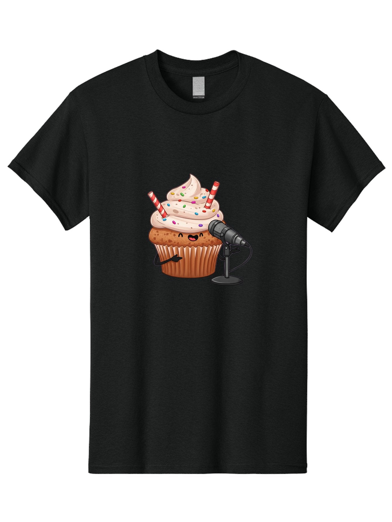 Cupcake-With-Microphone-1 Men'S Graphic Tee, 100% Cotton, Comfortable Casual Summer Wear, Machine Washable, Vintage Camera, Old Camera, Antique Camera, Black Camera, Classic Photography, Photography Equipment, Nostalgic Device, Film Camera, Bah870 8