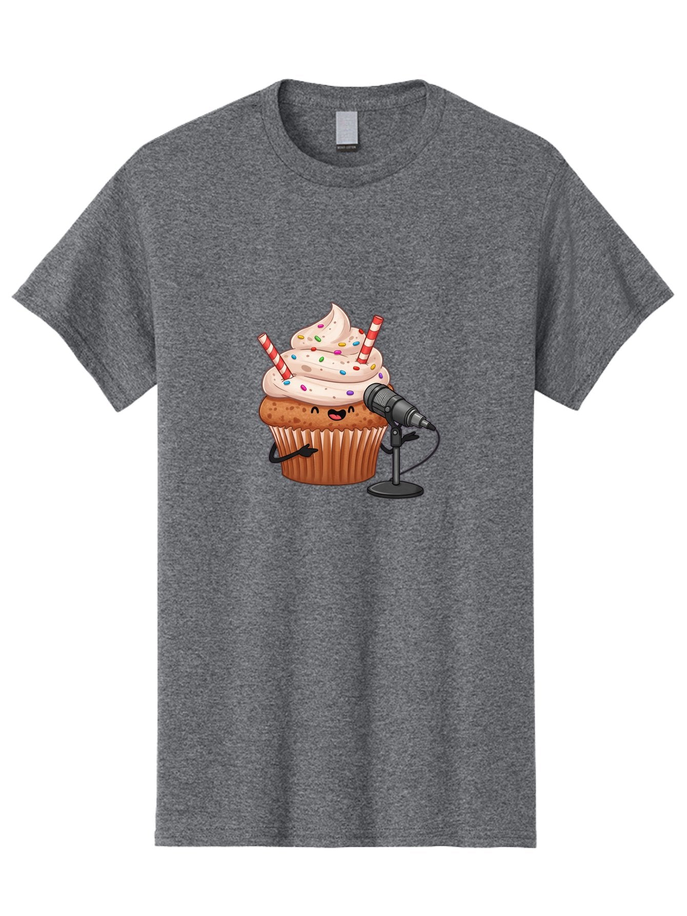 Cupcake-With-Microphone-1 Men'S Graphic Tee, 100% Cotton, Comfortable Casual Summer Wear, Machine Washable, Vintage Camera, Old Camera, Antique Camera, Black Camera, Classic Photography, Photography Equipment, Nostalgic Device, Film Camera, Bah870