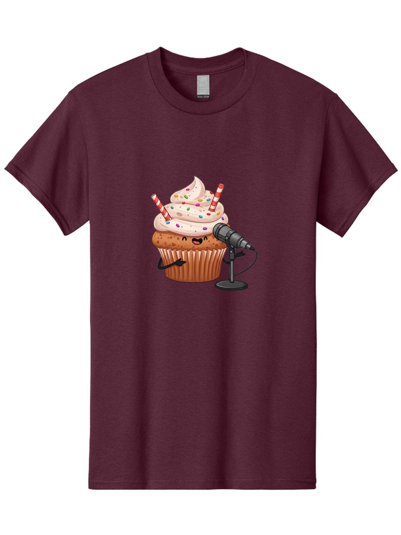 Cupcake-With-Microphone-1 Men'S Graphic Tee, 100% Cotton, Comfortable Casual Summer Wear, Machine Washable, Vintage Camera, Old Camera, Antique Camera, Black Camera, Classic Photography, Photography Equipment, Nostalgic Device, Film Camera, Bah870 5