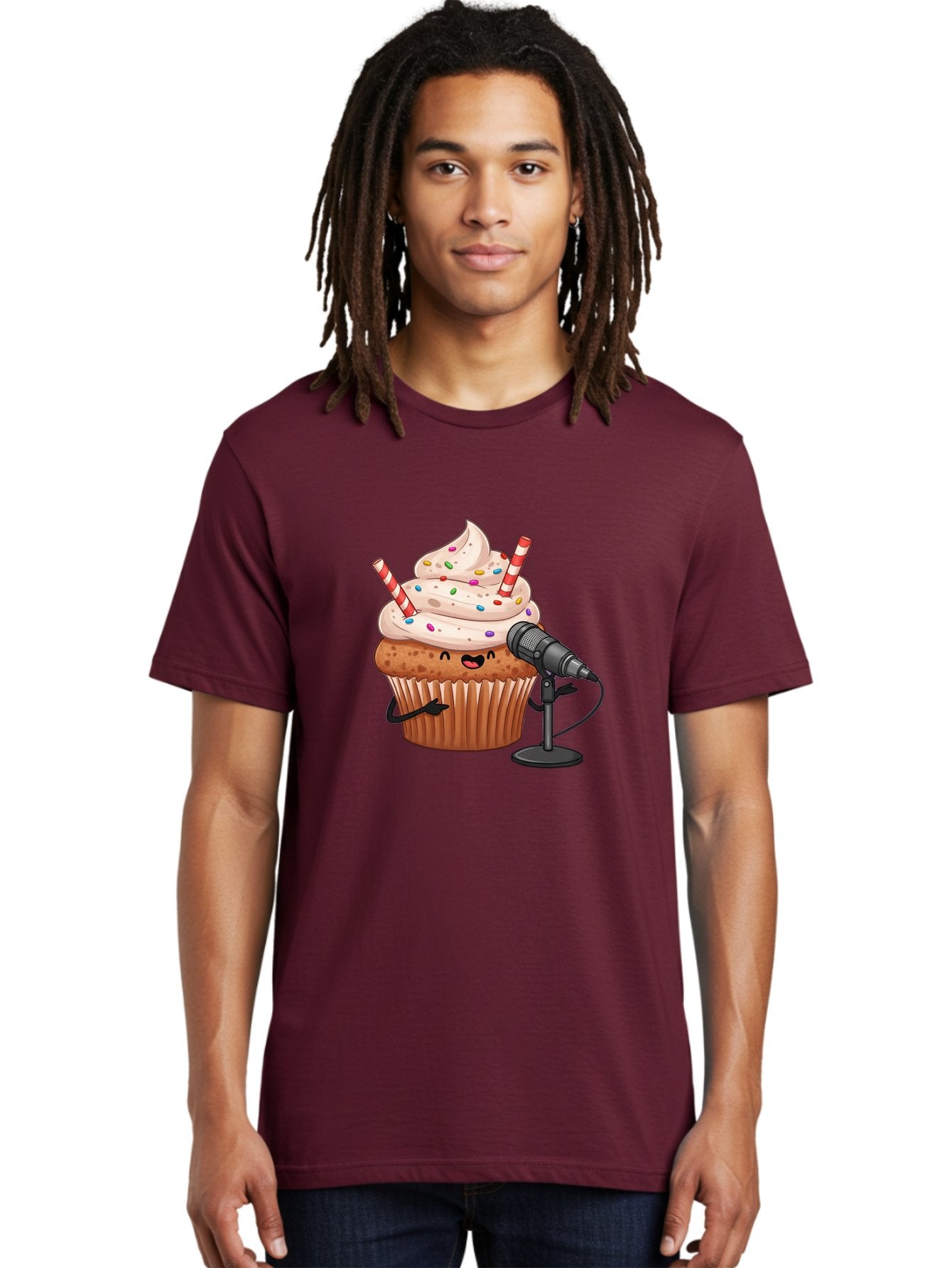 Cupcake-With-Microphone-1 Men'S Graphic Tee, 100% Cotton, Comfortable Casual Summer Wear, Machine Washable, Vintage Camera, Old Camera, Antique Camera, Black Camera, Classic Photography, Photography Equipment, Nostalgic Device, Film Camera, Bah870 23