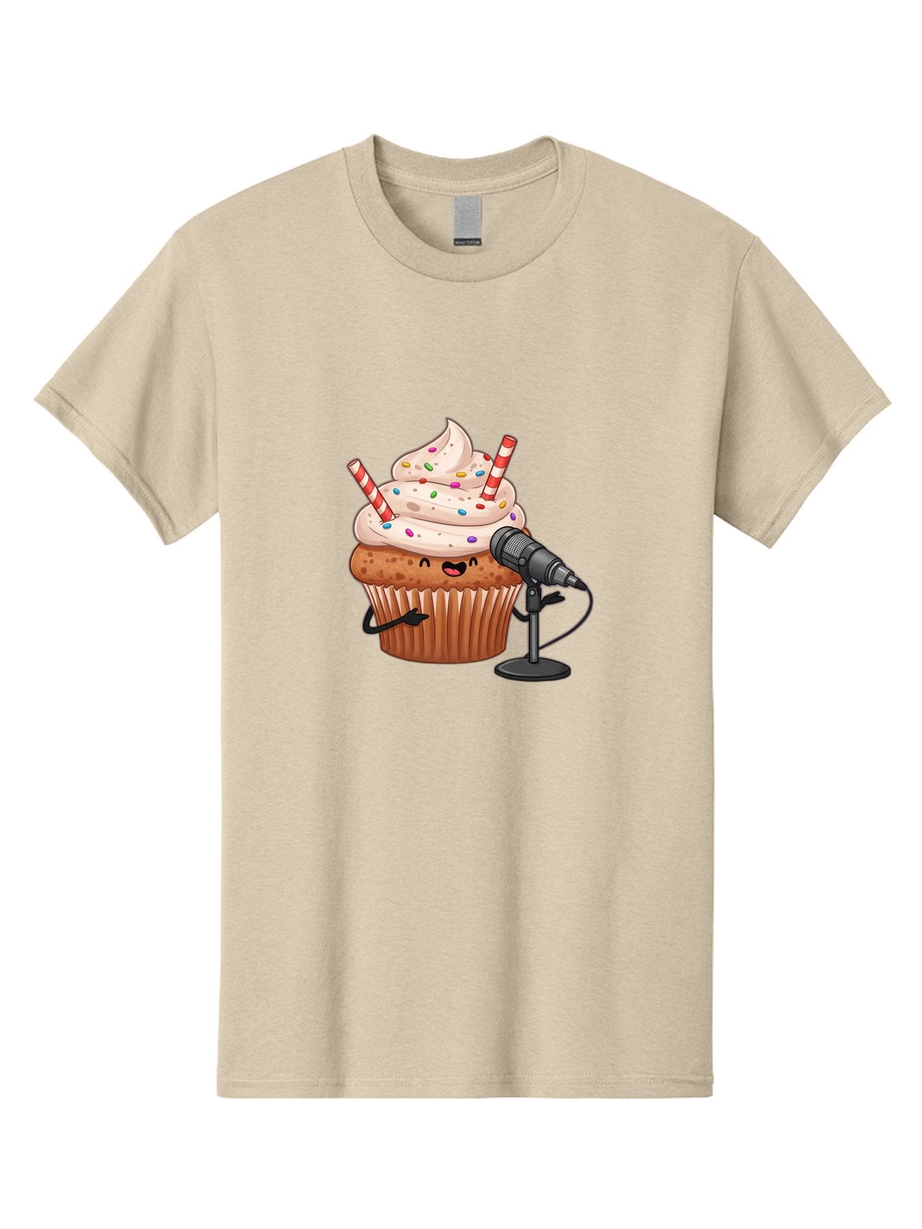 Cupcake-With-Microphone-1 Men'S Graphic Tee, 100% Cotton, Comfortable Casual Summer Wear, Machine Washable, Vintage Camera, Old Camera, Antique Camera, Black Camera, Classic Photography, Photography Equipment, Nostalgic Device, Film Camera, Bah870