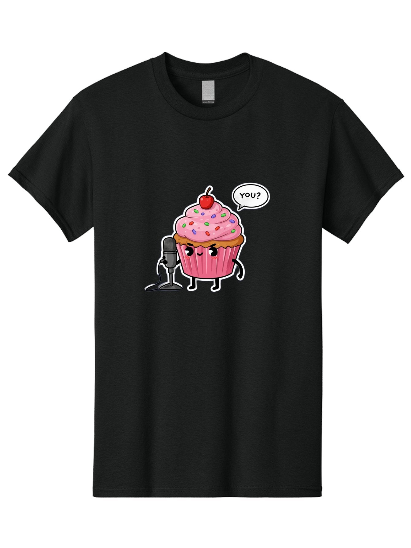 Cupcake-With-Microphone Men'S Graphic Tee, 100% Cotton, Comfortable Casual Summer Wear, Machine Washable, Vintage Camera, Old Camera, Antique Camera, Black Camera, Classic Photography, Photography Equipment, Nostalgic Device, Film Camera, Bah871