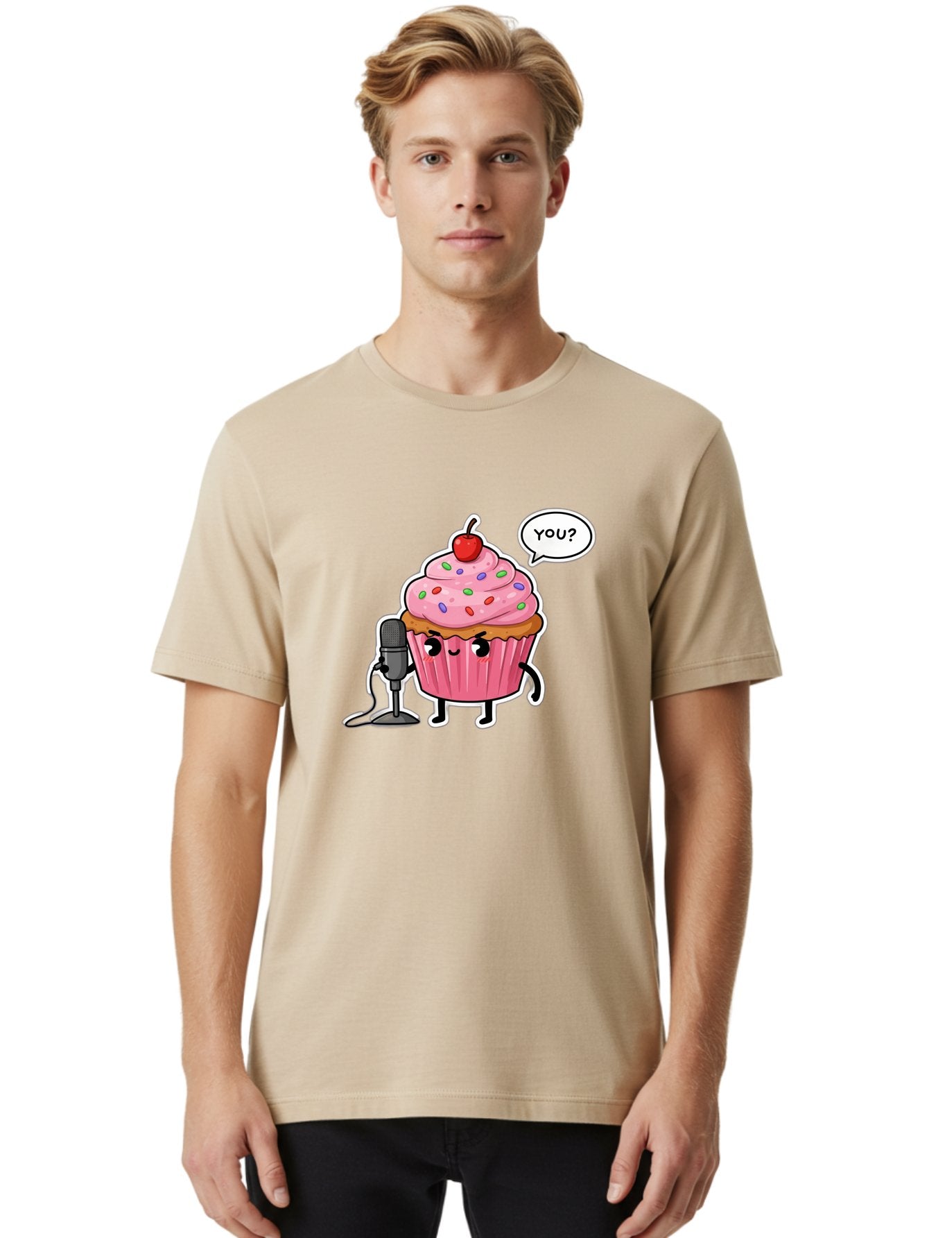 Cupcake-With-Microphone Men'S Graphic Tee, 100% Cotton, Comfortable Casual Summer Wear, Machine Washable, Vintage Camera, Old Camera, Antique Camera, Black Camera, Classic Photography, Photography Equipment, Nostalgic Device, Film Camera, Bah871 17