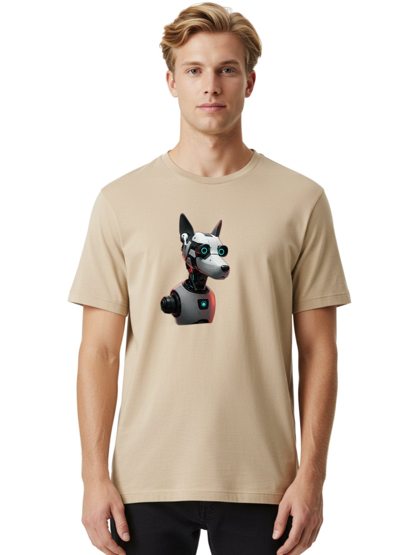 Cybernetic-Dog-Head Men'S Graphic Tee, 100% Cotton, Comfortable Casual Summer Wear, Machine Washable, Vintage Camera, Old Camera, Antique Camera, Black Camera, Classic Photography, Photography Equipment, Nostalgic Device, Film Camera, Bah887 21