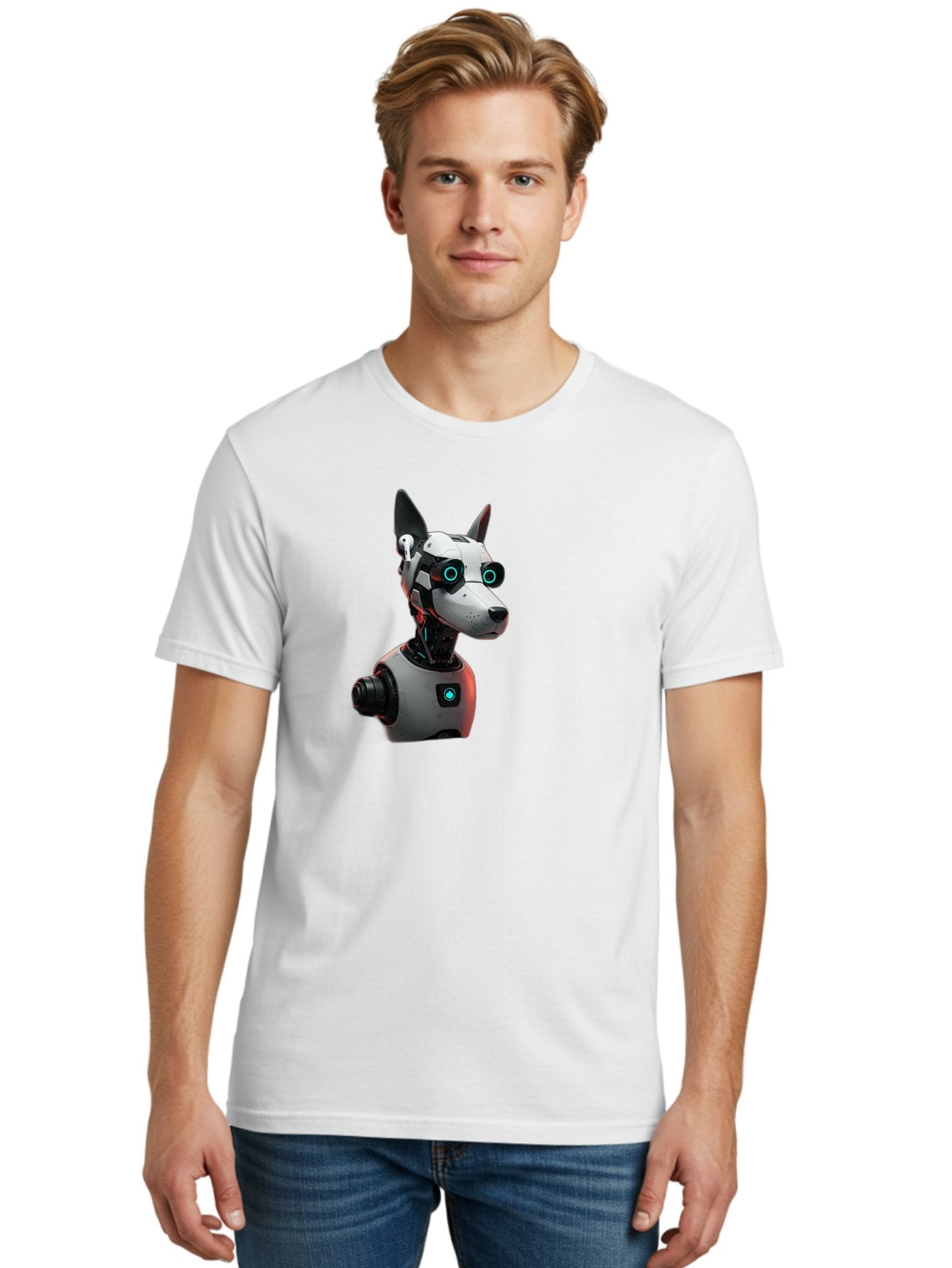 Cybernetic-Dog-Head Men'S Graphic Tee, 100% Cotton, Comfortable Casual Summer Wear, Machine Washable, Vintage Camera, Old Camera, Antique Camera, Black Camera, Classic Photography, Photography Equipment, Nostalgic Device, Film Camera, Bah887 23