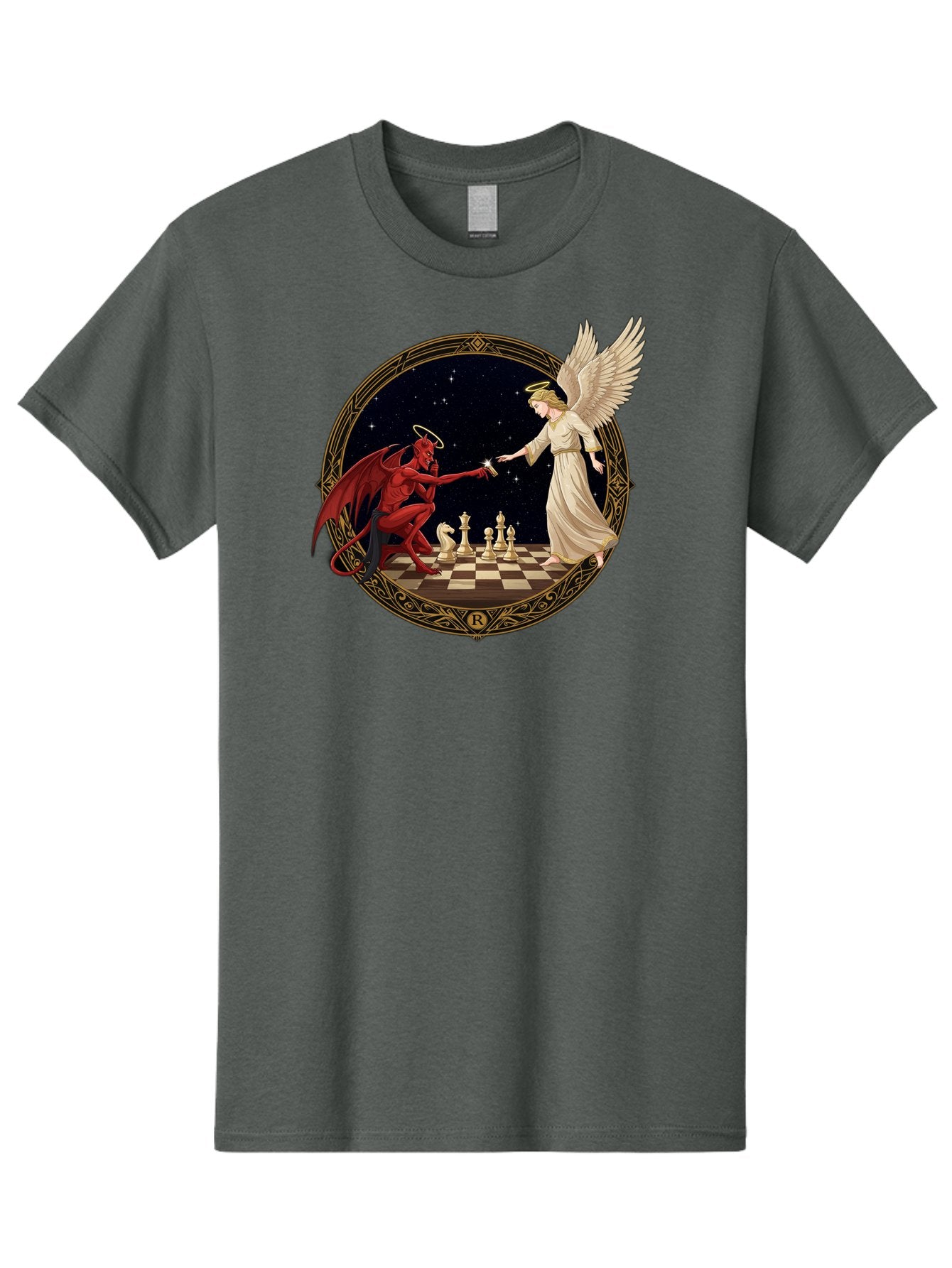 Demon-And-Angel-Playing-Chess Men'S Graphic Tee, 100% Cotton, Comfortable Casual Summer Wear, Machine Washable, Vintage Camera, Old Camera, Antique Camera, Black Camera, Classic Photography, Photography Equipment, Nostalgic Device, Bah897 14