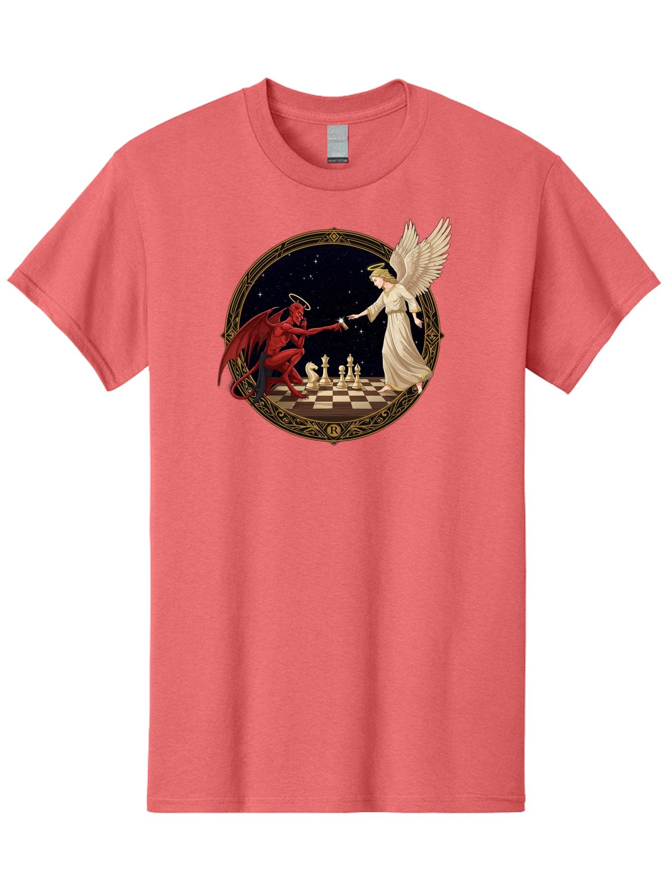 Demon-And-Angel-Playing-Chess Men'S Graphic Tee, 100% Cotton, Comfortable Casual Summer Wear, Machine Washable, Vintage Camera, Old Camera, Antique Camera, Black Camera, Classic Photography, Photography Equipment, Nostalgic Device, Bah897 11