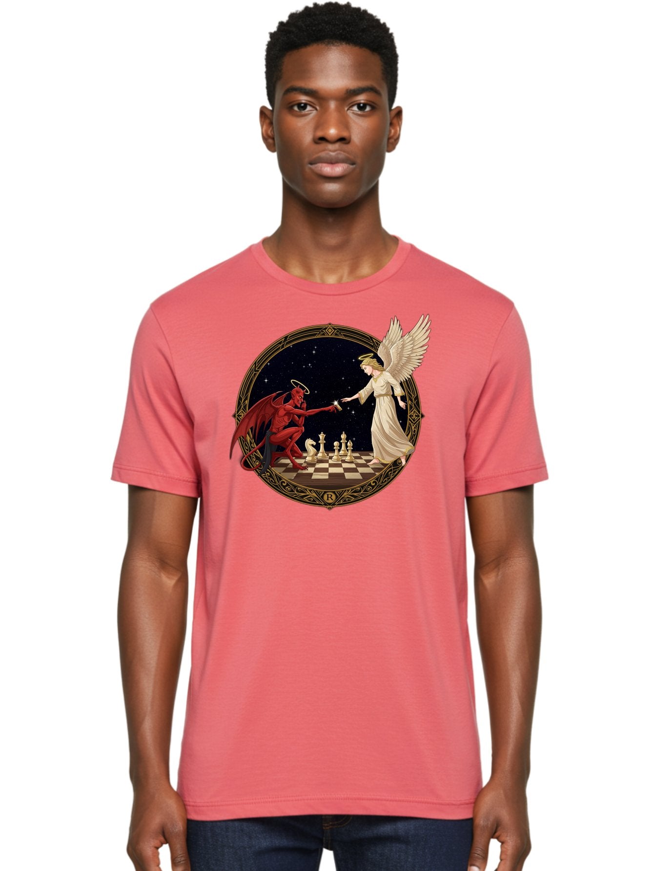 Demon-And-Angel-Playing-Chess Men'S Graphic Tee, 100% Cotton, Comfortable Casual Summer Wear, Machine Washable, Vintage Camera, Old Camera, Antique Camera, Black Camera, Classic Photography, Photography Equipment, Nostalgic Device, Bah897 27