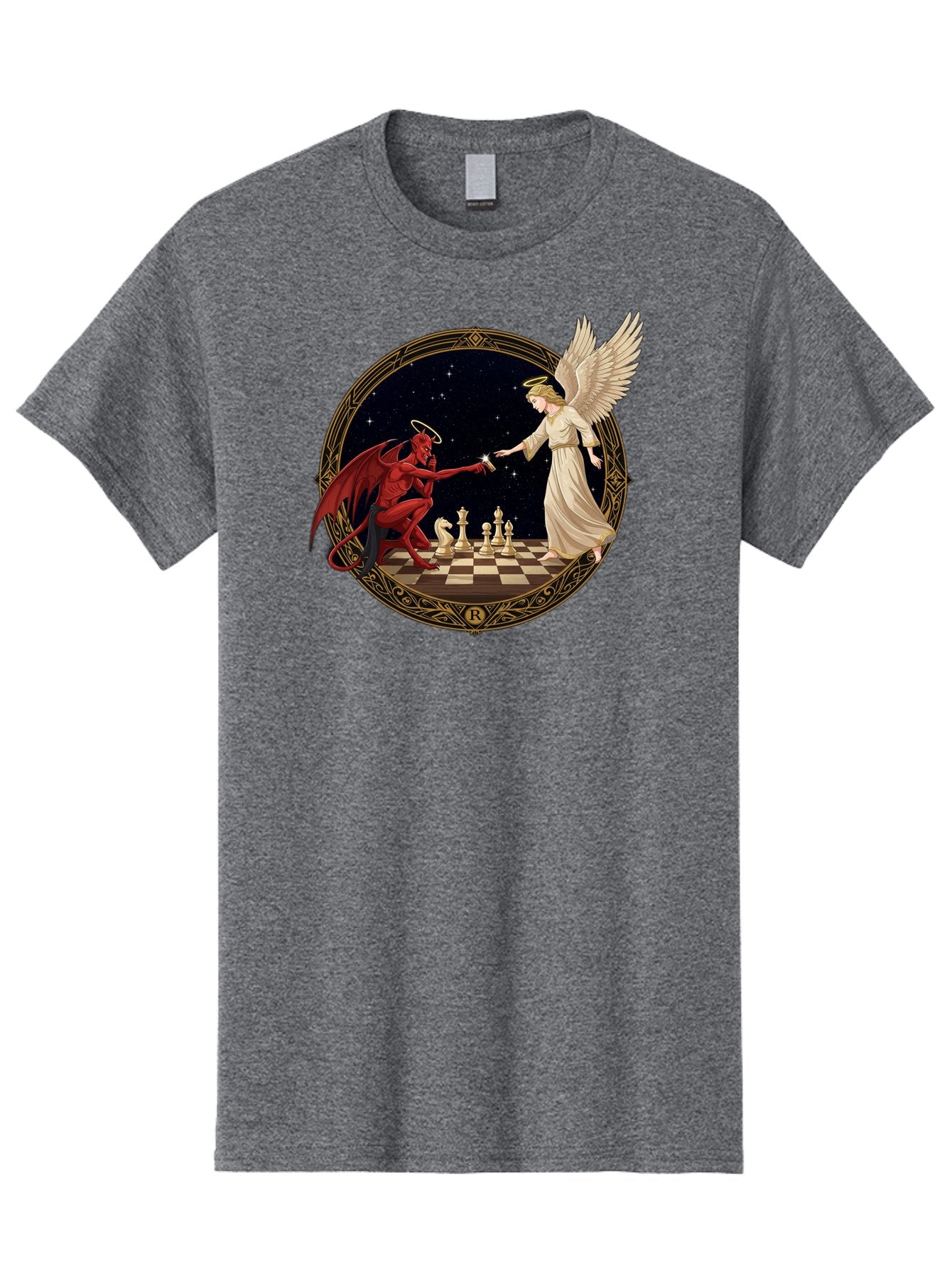 Demon-And-Angel-Playing-Chess Men'S Graphic Tee, 100% Cotton, Comfortable Casual Summer Wear, Machine Washable, Vintage Camera, Old Camera, Antique Camera, Black Camera, Classic Photography, Photography Equipment, Nostalgic Device, Bah897 13