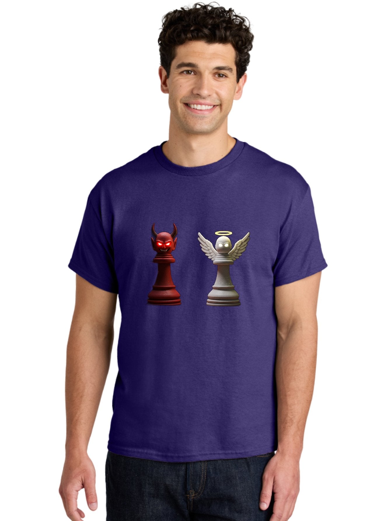 Devil-And-Angel-Chess-Pieces Men'S Graphic Tee, 100% Cotton, Comfortable Casual Summer Wear, Machine Washable, Vintage Camera, Old Camera, Antique Camera, Black Camera, Classic Photography, Photography Equipment, Nostalgic Device, Film Camera, Bah898 18