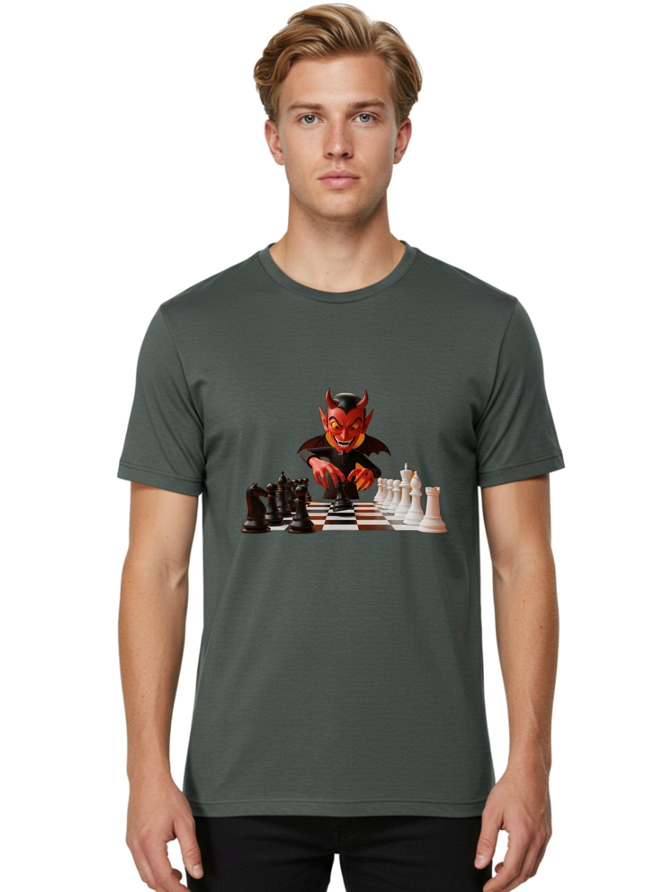 Devil-Playing-Chess Men'S Graphic Tee, 100% Cotton, Comfortable Casual Summer Wear, Machine Washable, Vintage Camera, Old Camera, Antique Camera, Black Camera, Classic Photography, Photography Equipment, Nostalgic Device, Film Camera, Bah902 25