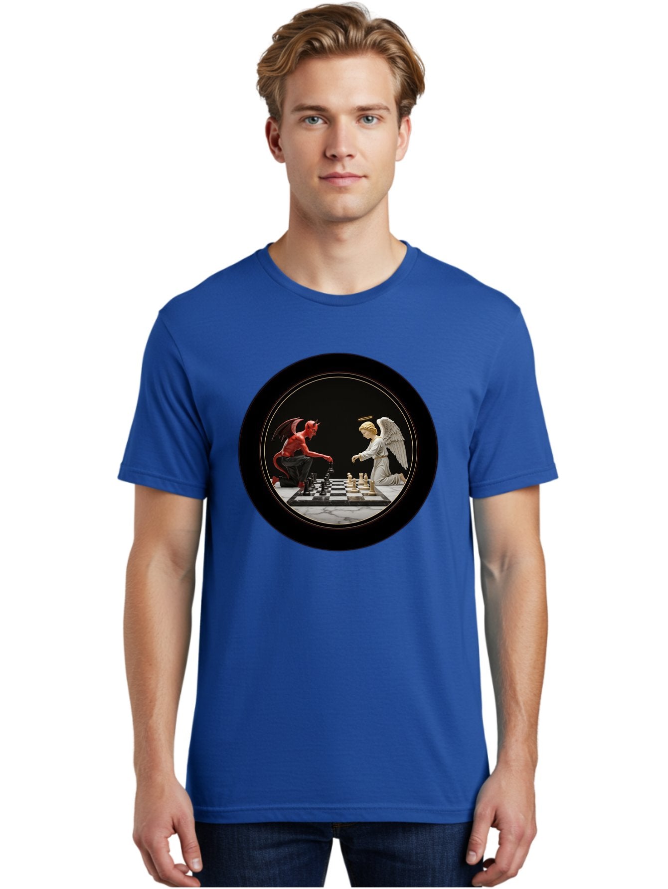 Devil-Vs-Angel-Chess-2 Men'S Graphic Tee, 100% Cotton, Comfortable Casual Summer Wear, Machine Washable, Vintage Camera, Old Camera, Antique Camera, Black Camera, Classic Photography, Photography Equipment, Nostalgic Device, Film Camera, Bah904 27