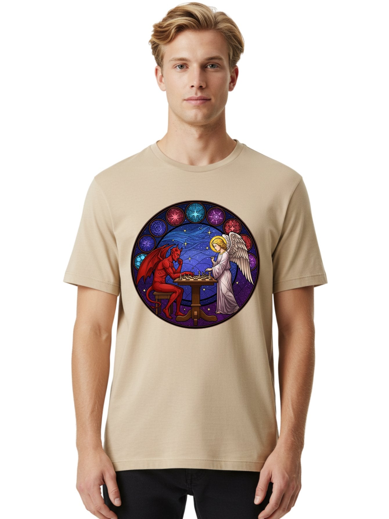 Devil-Vs-Angel-Chess Men'S Graphic Tee, 100% Cotton, Comfortable Casual Summer Wear, Machine Washable, Vintage Camera, Old Camera, Antique Camera, Black Camera, Classic Photography, Photography Equipment, Nostalgic Device, Film Camera, Bah905 23