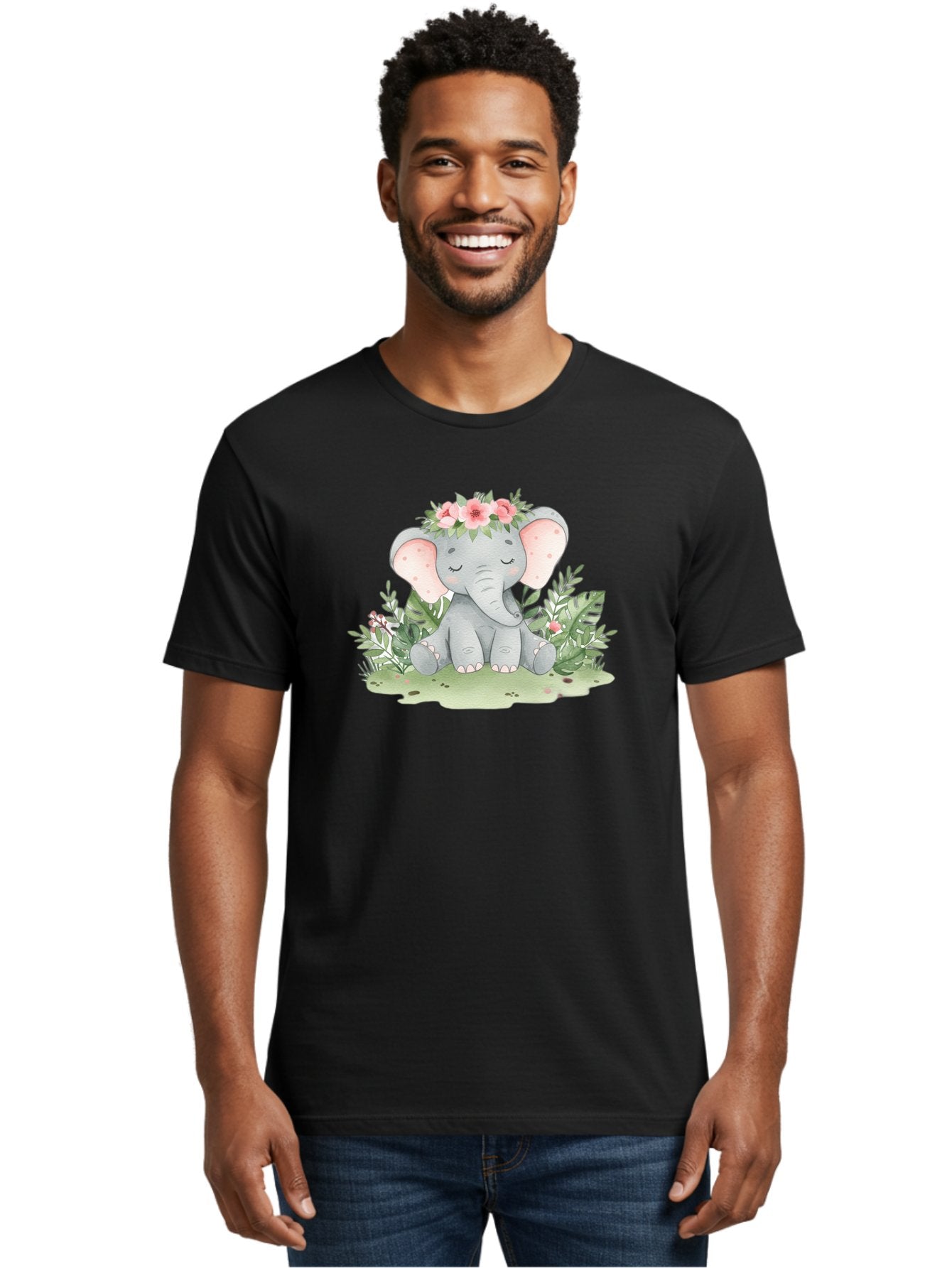 Elephant-With-Floral-Crown Men'S Graphic Tee, 100% Cotton, Comfortable Casual Summer Wear, Machine Washable, Vintage Camera, Old Camera, Antique Camera, Black Camera, Classic Photography, Photography Equipment, Nostalgic Device, Film Camera, Bah972 20