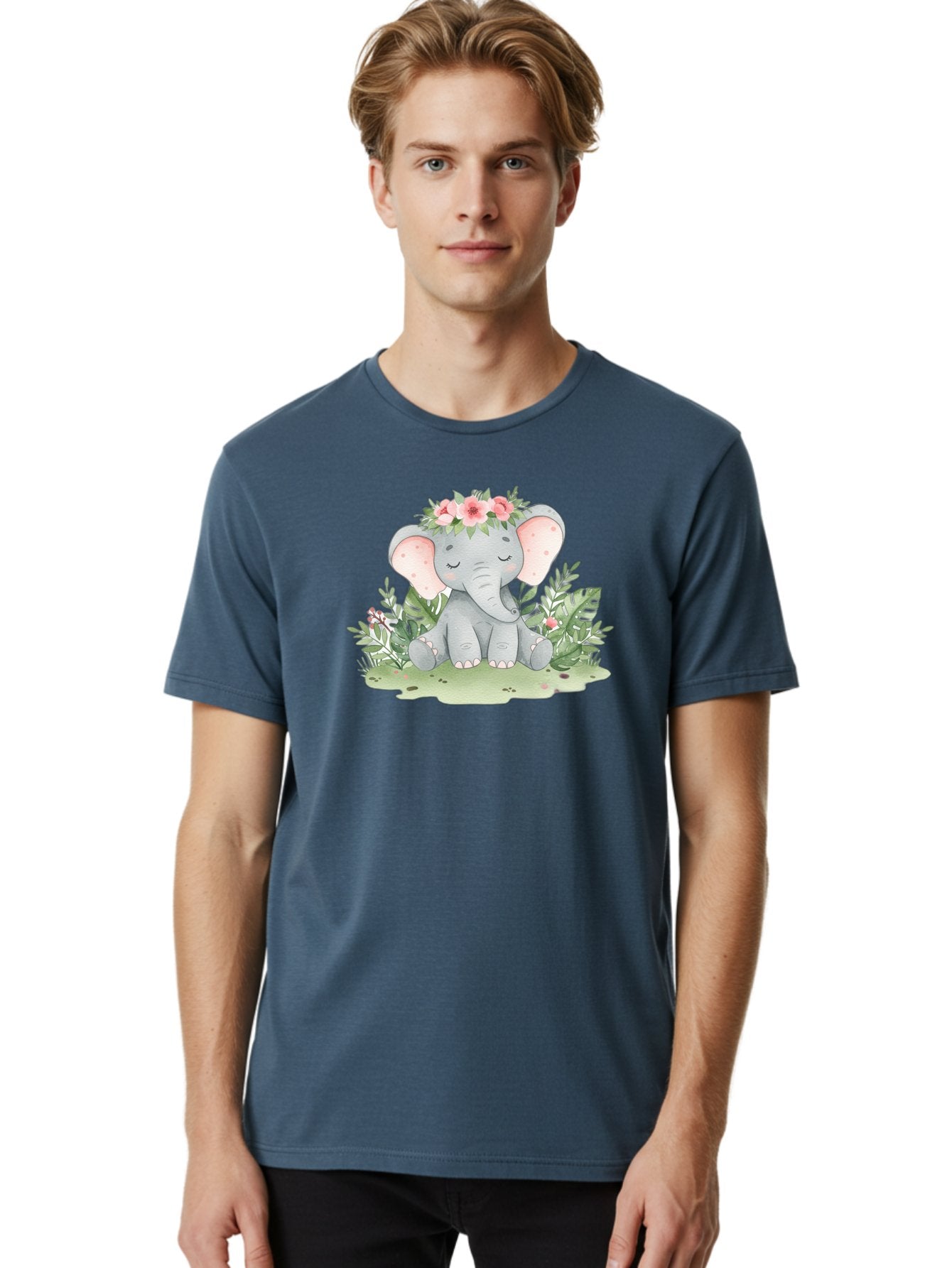 Elephant-With-Floral-Crown Men'S Graphic Tee, 100% Cotton, Comfortable Casual Summer Wear, Machine Washable, Vintage Camera, Old Camera, Antique Camera, Black Camera, Classic Photography, Photography Equipment, Nostalgic Device, Film Camera, Bah972 23