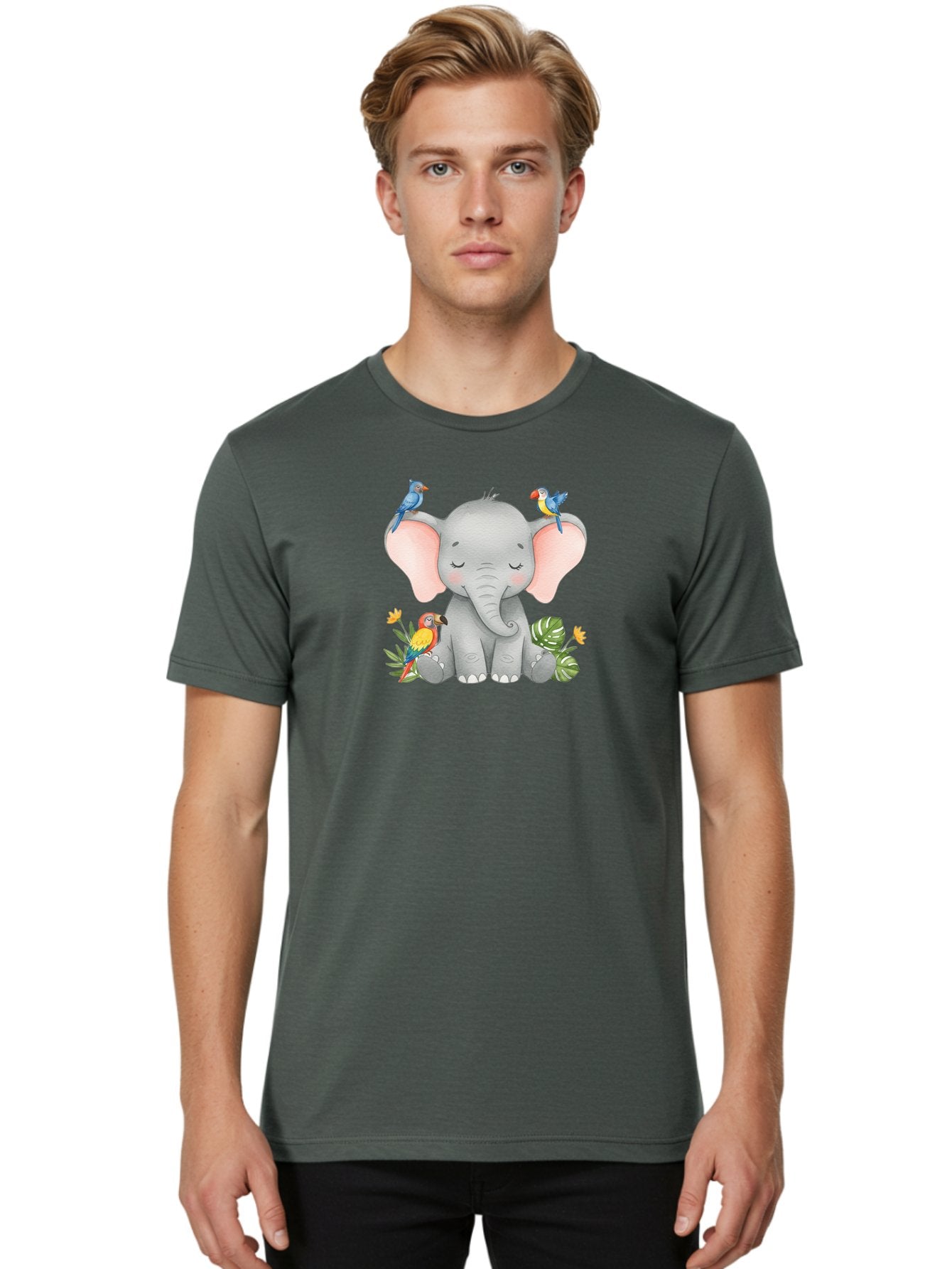 Elephant-With-Parrots Men'S Graphic Tee, 100% Cotton, Comfortable Casual Summer Wear, Machine Washable, Vintage Camera, Old Camera, Antique Camera, Black Camera, Classic Photography, Photography Equipment, Nostalgic Device, Film Camera, Bah974 17
