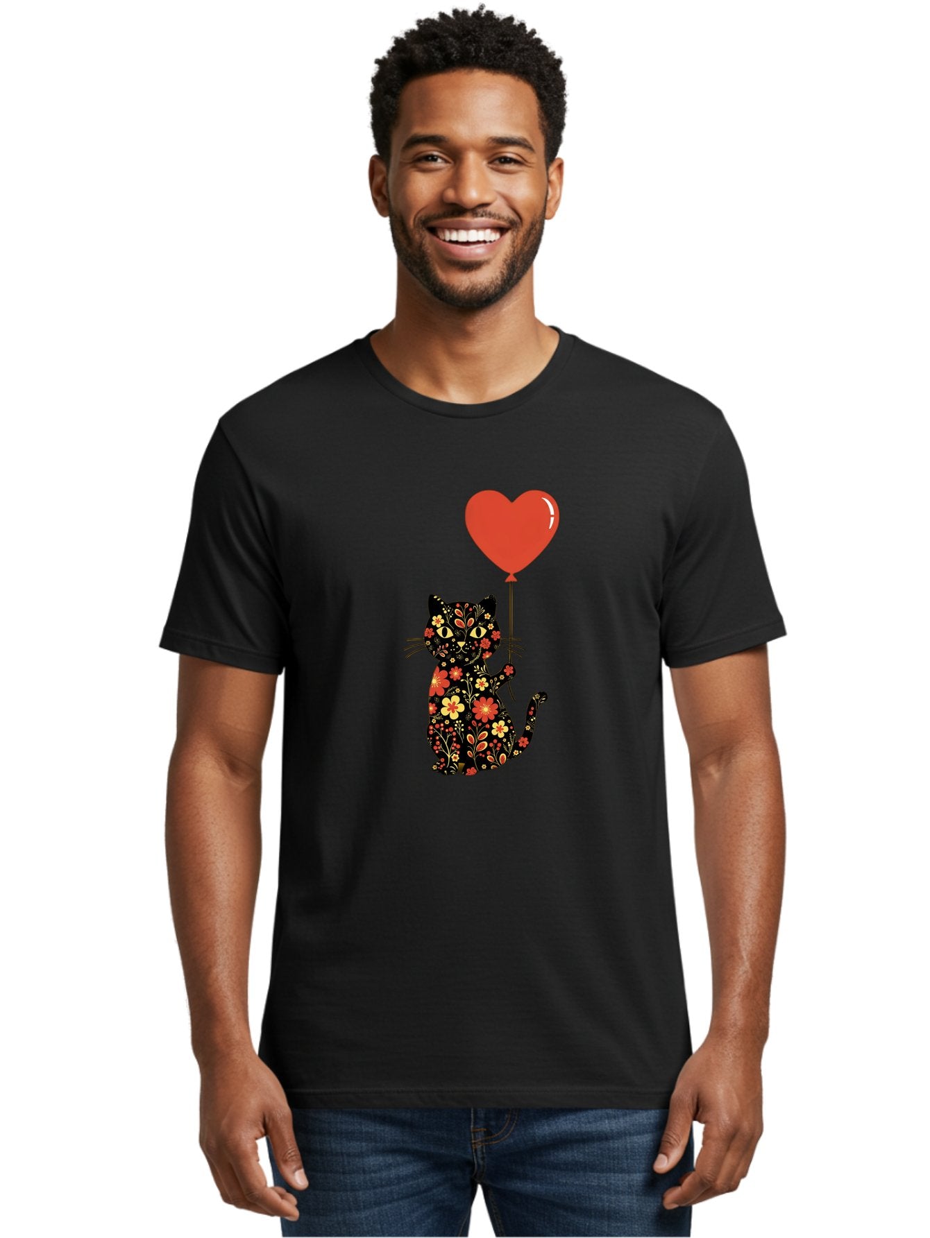 Floral-Cat-Heart-Balloon-1 Men'S Graphic Tee, 100% Cotton, Comfortable Casual Summer Wear, Machine Washable, Vintage Camera, Old Camera, Antique Camera, Black Camera, Classic Photography, Photography Equipment, Nostalgic Device, Film Camera, Bah996 30