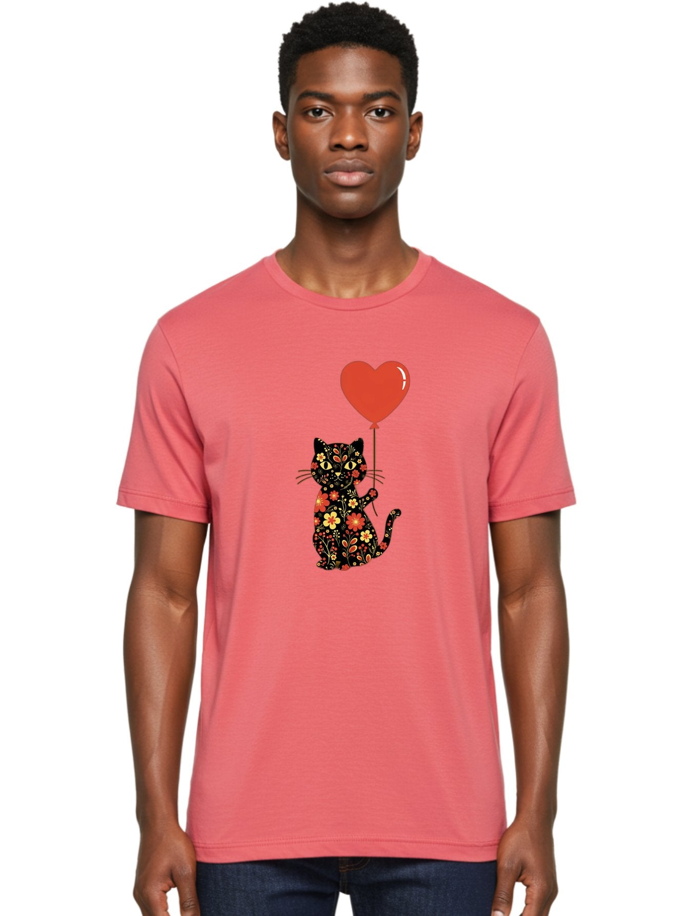 Floral-Cat-Heart-Balloon-1 Men'S Graphic Tee, 100% Cotton, Comfortable Casual Summer Wear, Machine Washable, Vintage Camera, Old Camera, Antique Camera, Black Camera, Classic Photography, Photography Equipment, Nostalgic Device, Film Camera, Bah996 19