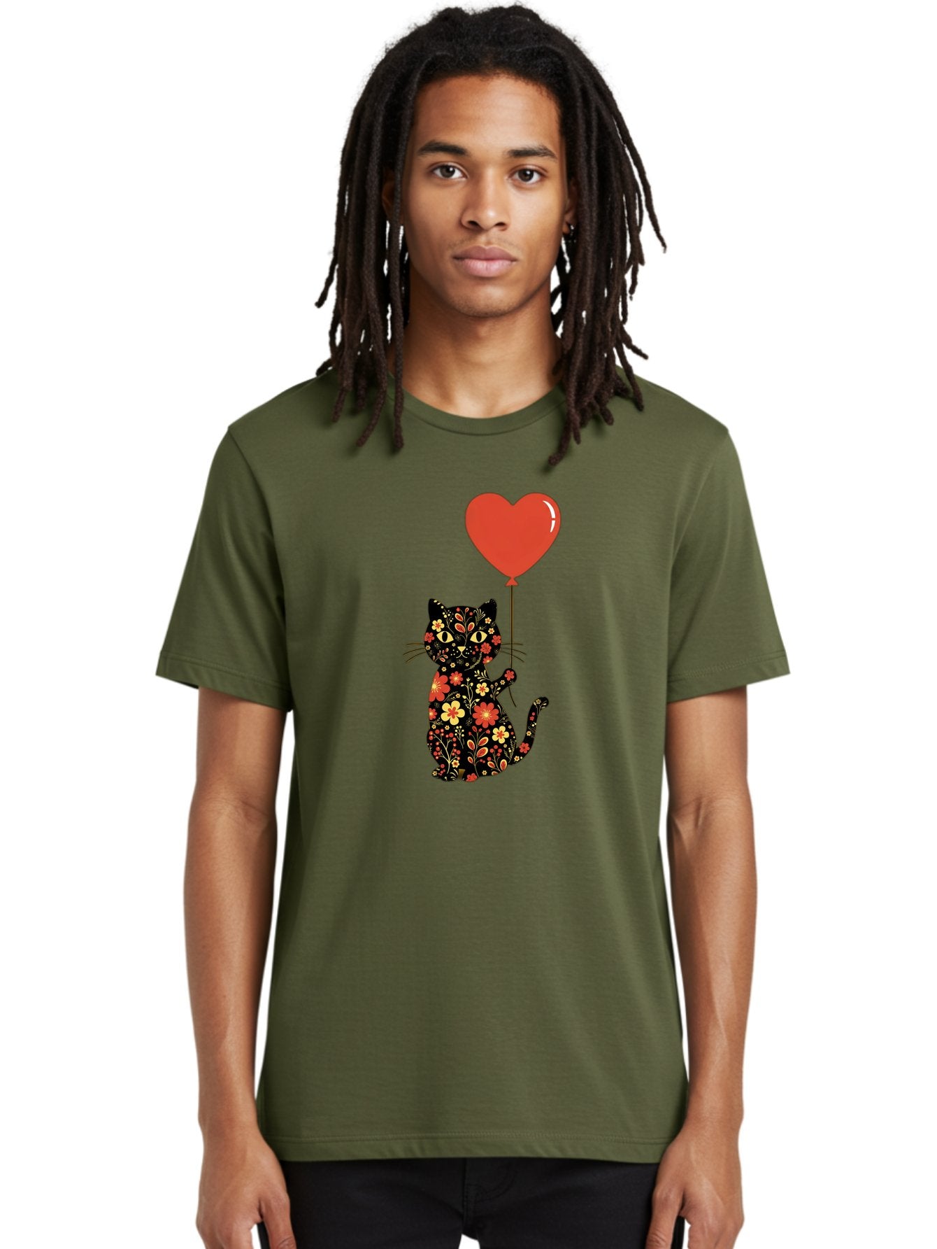 Floral-Cat-Heart-Balloon-1 Men'S Graphic Tee, 100% Cotton, Comfortable Casual Summer Wear, Machine Washable, Vintage Camera, Old Camera, Antique Camera, Black Camera, Classic Photography, Photography Equipment, Nostalgic Device, Film Camera, Bah996 16