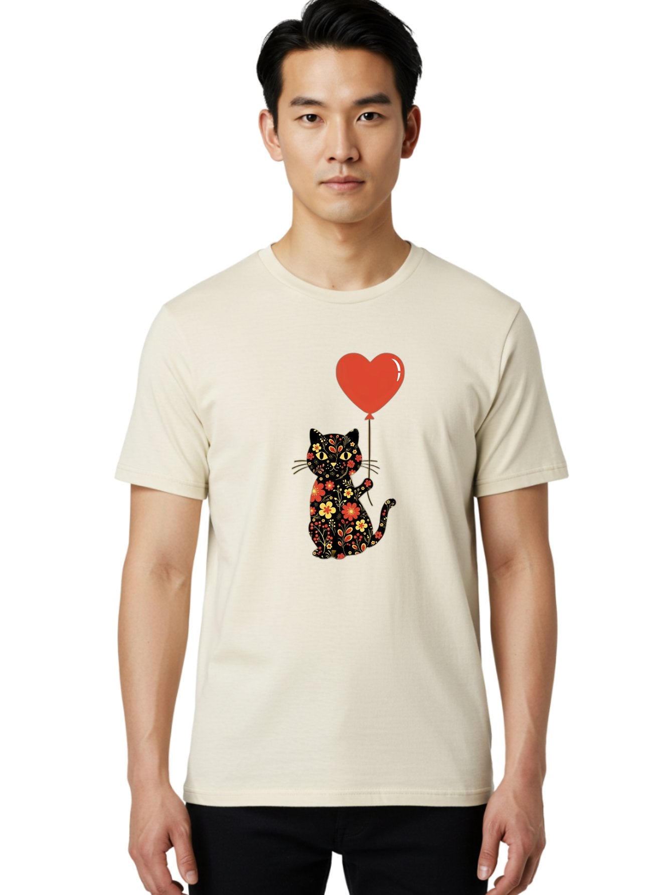 Floral-Cat-Heart-Balloon-1 Men'S Graphic Tee, 100% Cotton, Comfortable Casual Summer Wear, Machine Washable, Vintage Camera, Old Camera, Antique Camera, Black Camera, Classic Photography, Photography Equipment, Nostalgic Device, Film Camera, Bah996 21