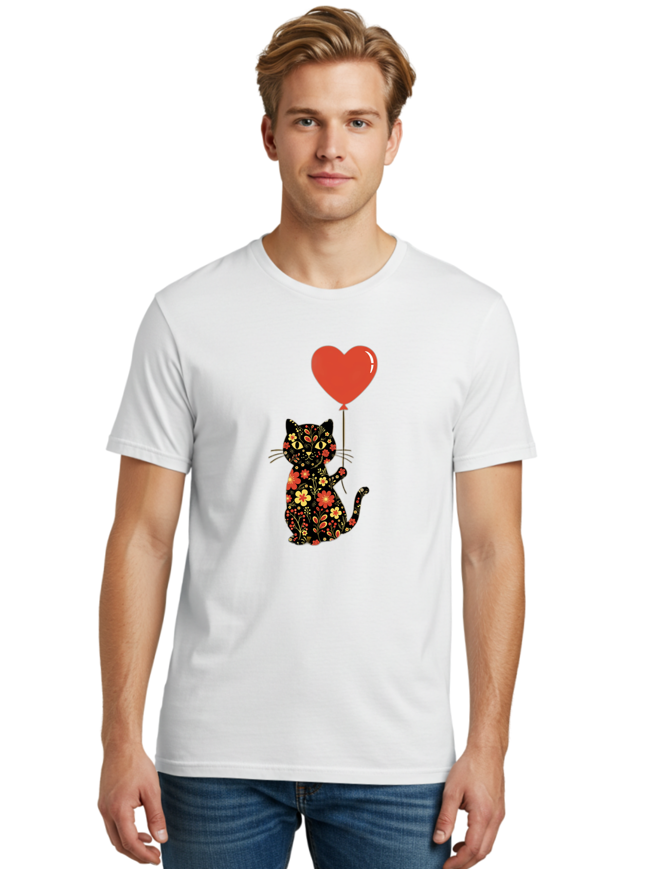 Floral-Cat-Heart-Balloon-1 Men'S Graphic Tee, 100% Cotton, Comfortable Casual Summer Wear, Machine Washable, Vintage Camera, Old Camera, Antique Camera, Black Camera, Classic Photography, Photography Equipment, Nostalgic Device, Film Camera, Bah996 30