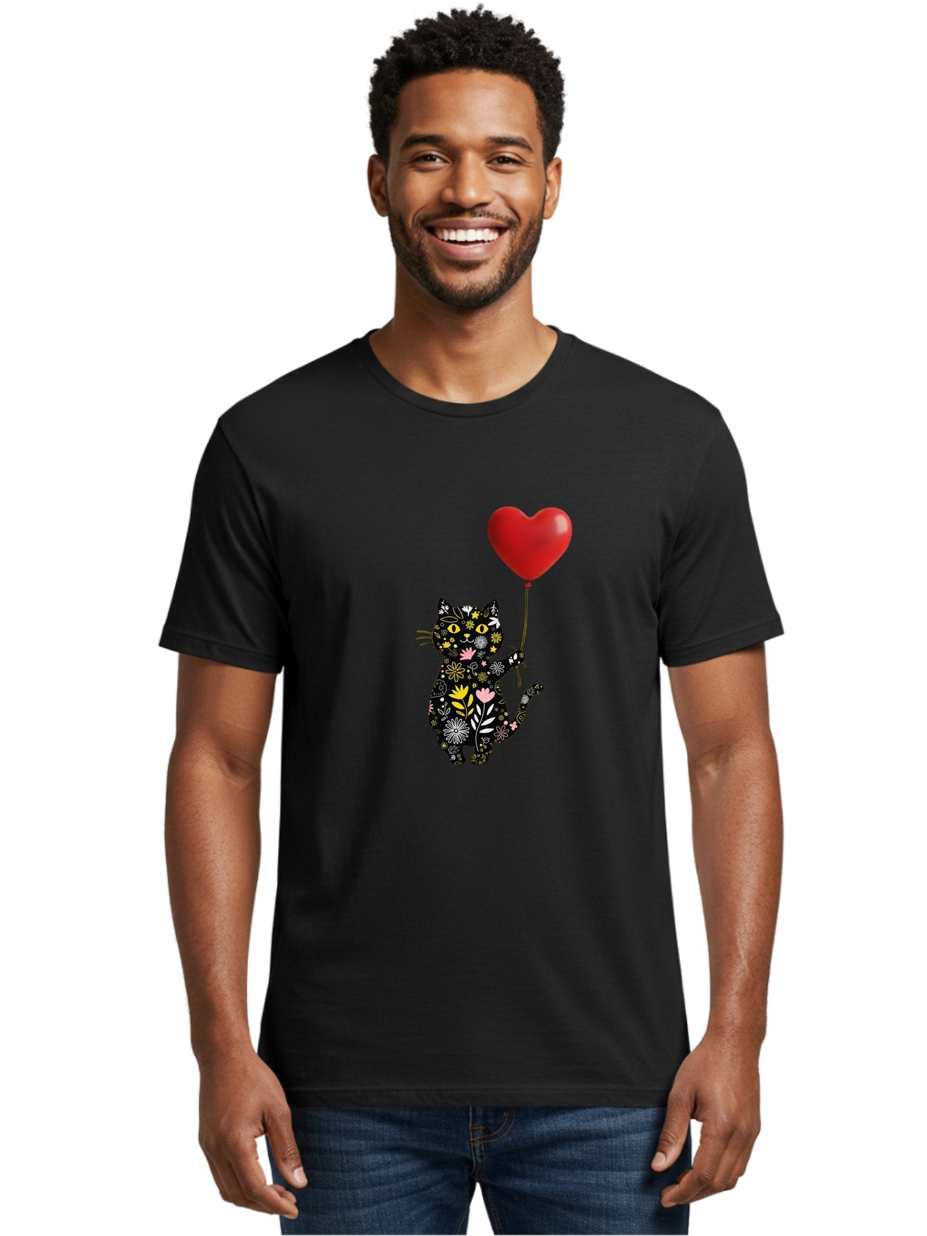 Floral-Cat-With-Heart-Balloon Men'S Graphic Tee, 100% Cotton, Comfortable Casual Summer Wear, Machine Washable, Vintage Camera, Old Camera, Antique Camera, Black Camera, Classic Photography, Photography Equipment, Nostalgic Device, Bah998 16