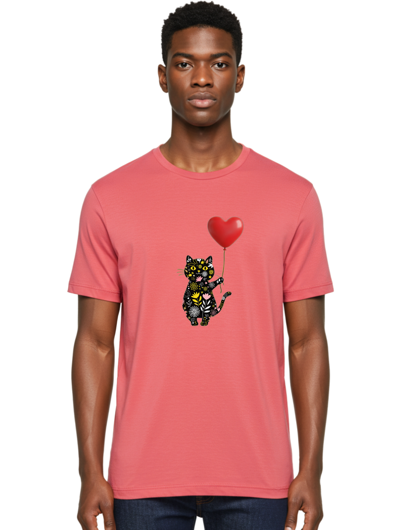 Floral-Cat-With-Heart-Balloon Men'S Graphic Tee, 100% Cotton, Comfortable Casual Summer Wear, Machine Washable, Vintage Camera, Old Camera, Antique Camera, Black Camera, Classic Photography, Photography Equipment, Nostalgic Device, Bah998 20