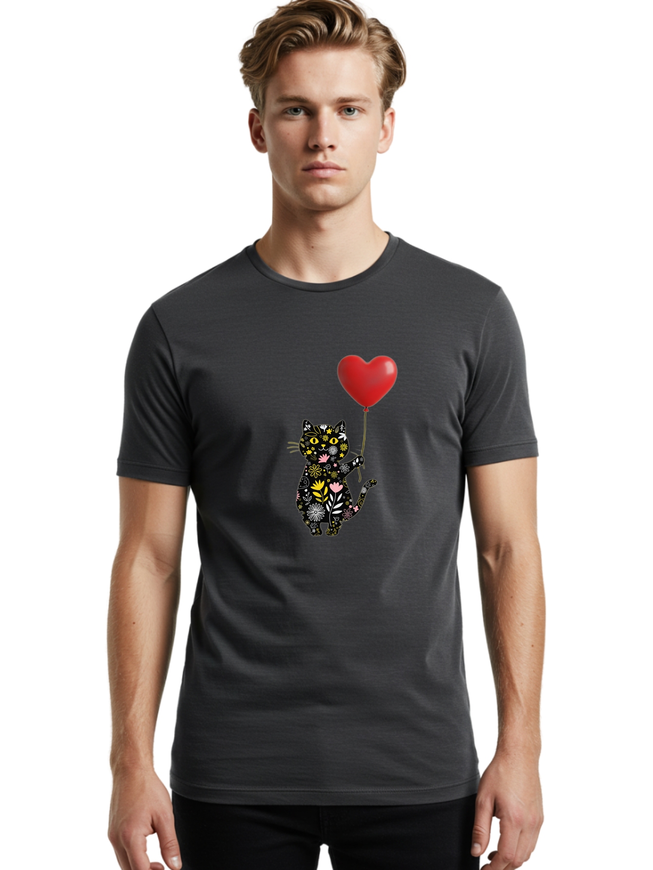 Floral-Cat-With-Heart-Balloon Men'S Graphic Tee, 100% Cotton, Comfortable Casual Summer Wear, Machine Washable, Vintage Camera, Old Camera, Antique Camera, Black Camera, Classic Photography, Photography Equipment, Nostalgic Device, Bah998 30