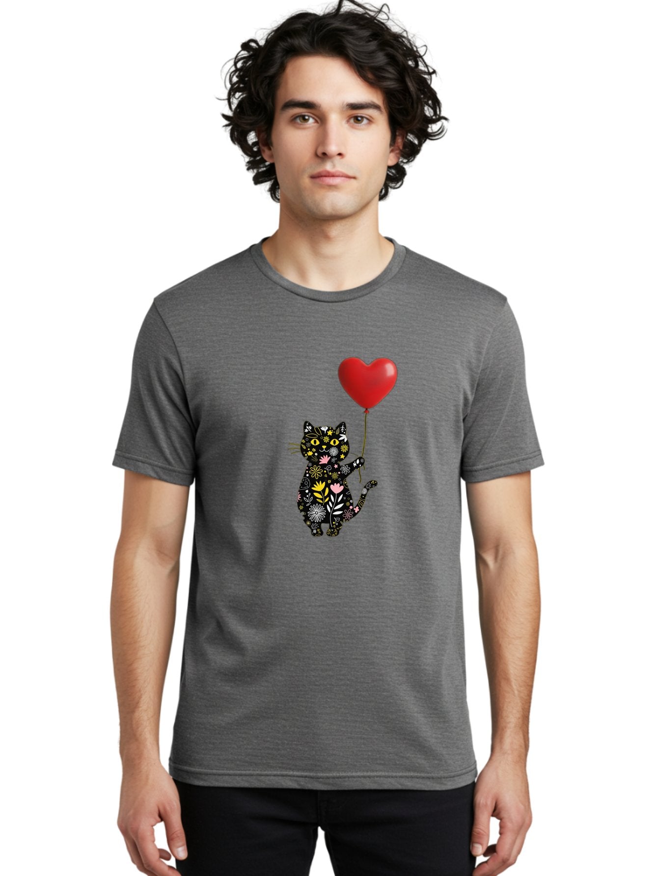 Floral-Cat-With-Heart-Balloon Men'S Graphic Tee, 100% Cotton, Comfortable Casual Summer Wear, Machine Washable, Vintage Camera, Old Camera, Antique Camera, Black Camera, Classic Photography, Photography Equipment, Nostalgic Device, Bah998 25