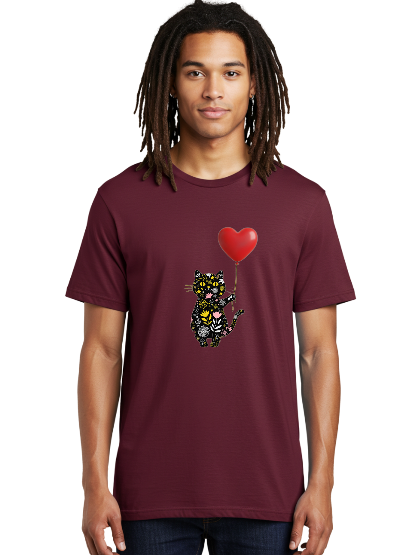 Floral-Cat-With-Heart-Balloon Men'S Graphic Tee, 100% Cotton, Comfortable Casual Summer Wear, Machine Washable, Vintage Camera, Old Camera, Antique Camera, Black Camera, Classic Photography, Photography Equipment, Nostalgic Device, Bah998 23