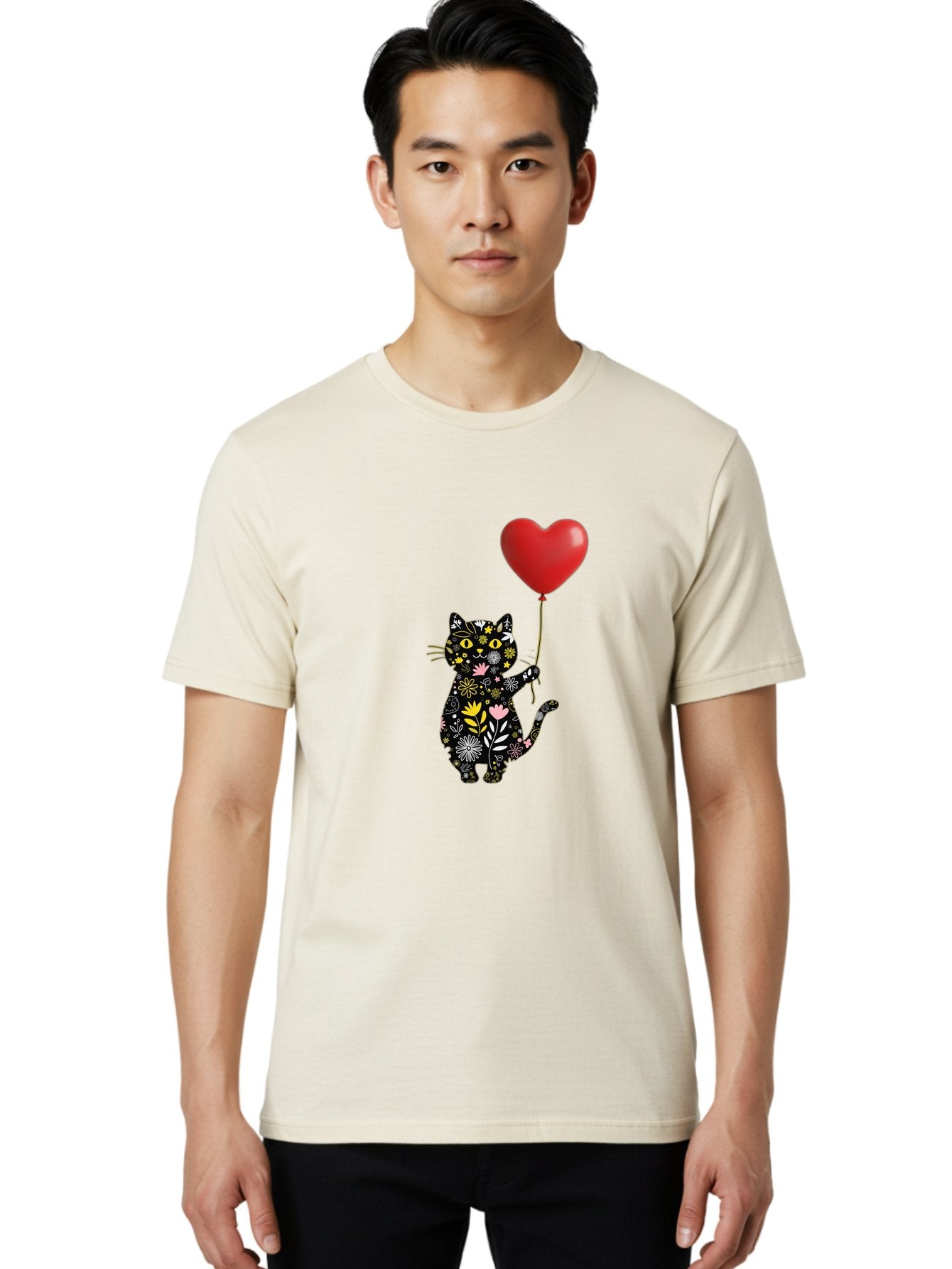Floral-Cat-With-Heart-Balloon Men'S Graphic Tee, 100% Cotton, Comfortable Casual Summer Wear, Machine Washable, Vintage Camera, Old Camera, Antique Camera, Black Camera, Classic Photography, Photography Equipment, Nostalgic Device, Bah998 28