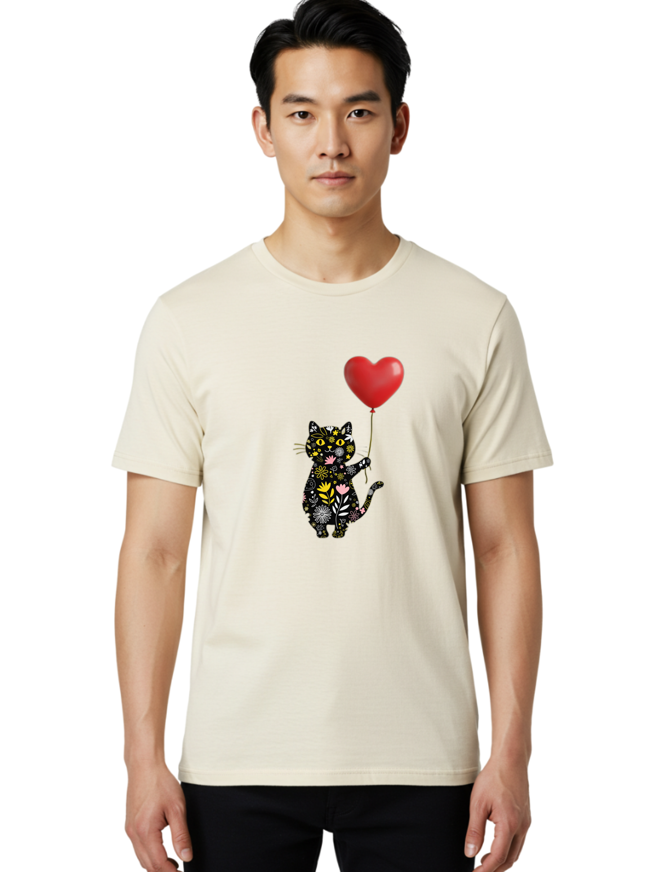 Floral-Cat-With-Heart-Balloon Men'S Graphic Tee, 100% Cotton, Comfortable Casual Summer Wear, Machine Washable, Vintage Camera, Old Camera, Antique Camera, Black Camera, Classic Photography, Photography Equipment, Nostalgic Device, Bah998 18