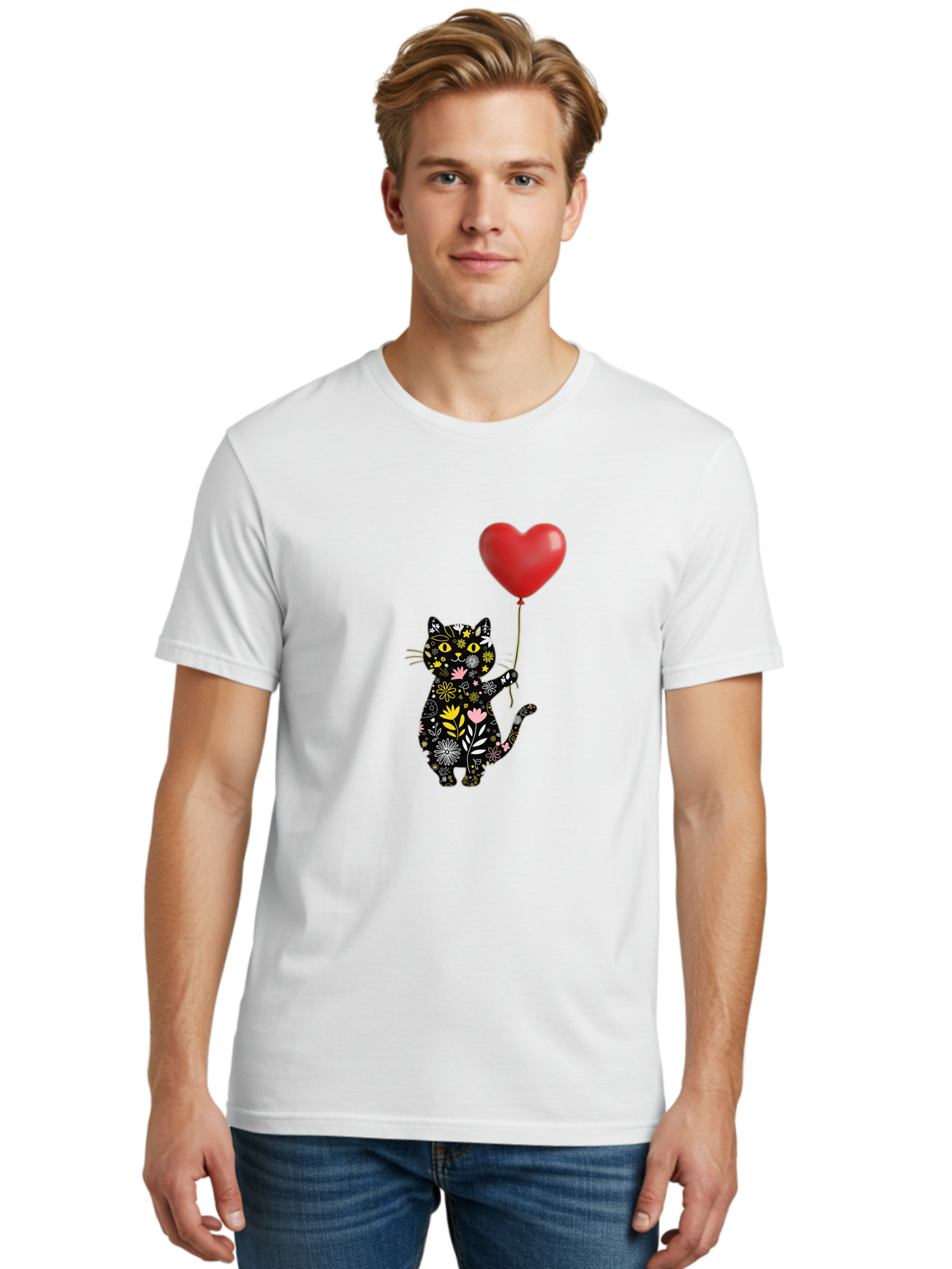 Floral-Cat-With-Heart-Balloon Men'S Graphic Tee, 100% Cotton, Comfortable Casual Summer Wear, Machine Washable, Vintage Camera, Old Camera, Antique Camera, Black Camera, Classic Photography, Photography Equipment, Nostalgic Device, Bah998 22