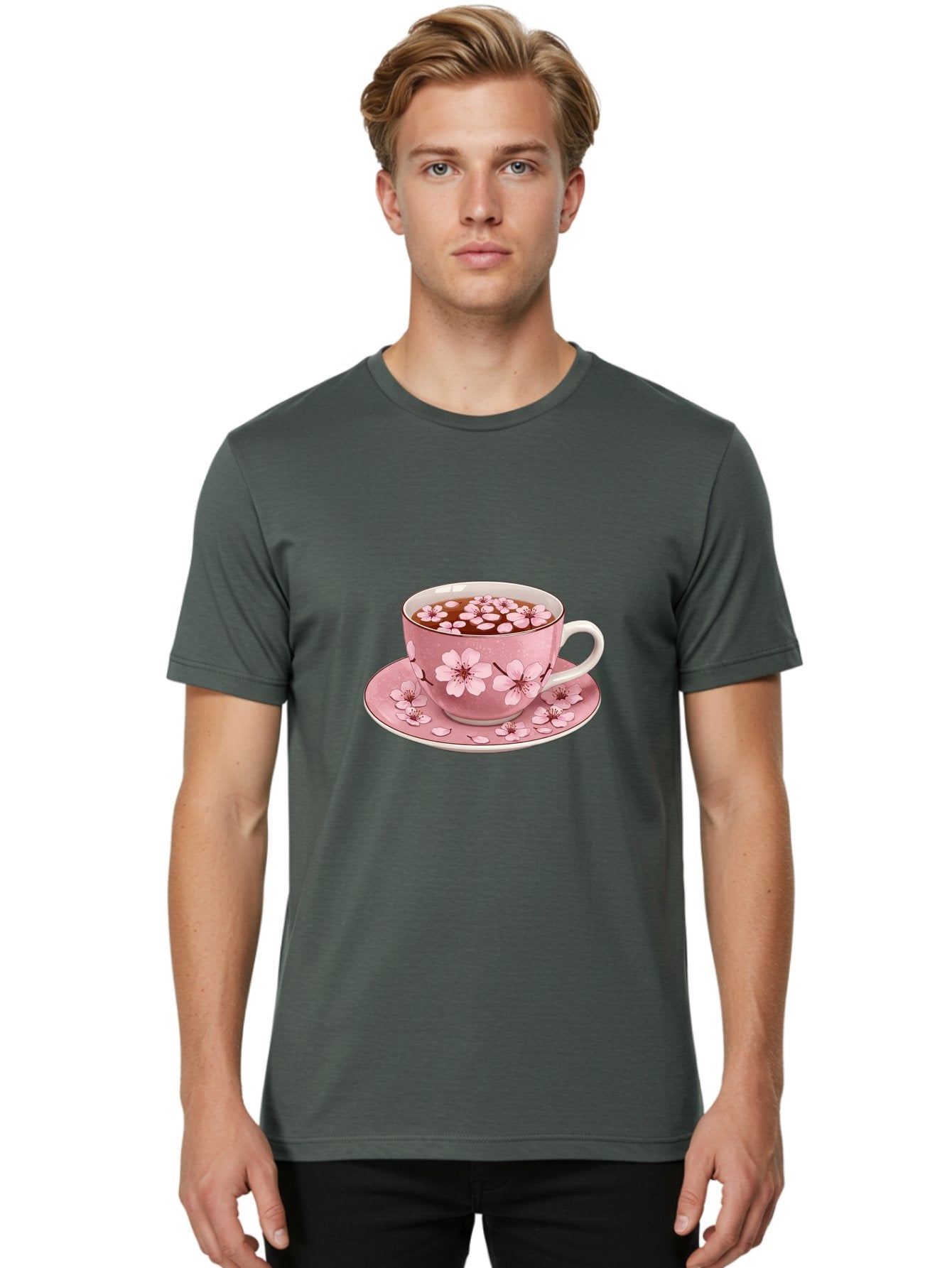 Floral-Tea-Cup-1 Men'S Graphic Tee, 100% Cotton, Comfortable Casual Summer Wear, Machine Washable, Vintage Camera, Old Camera, Antique Camera, Black Camera, Classic Photography, Photography Equipment, Nostalgic Device, Film Camera, Camera Art Bai000 16