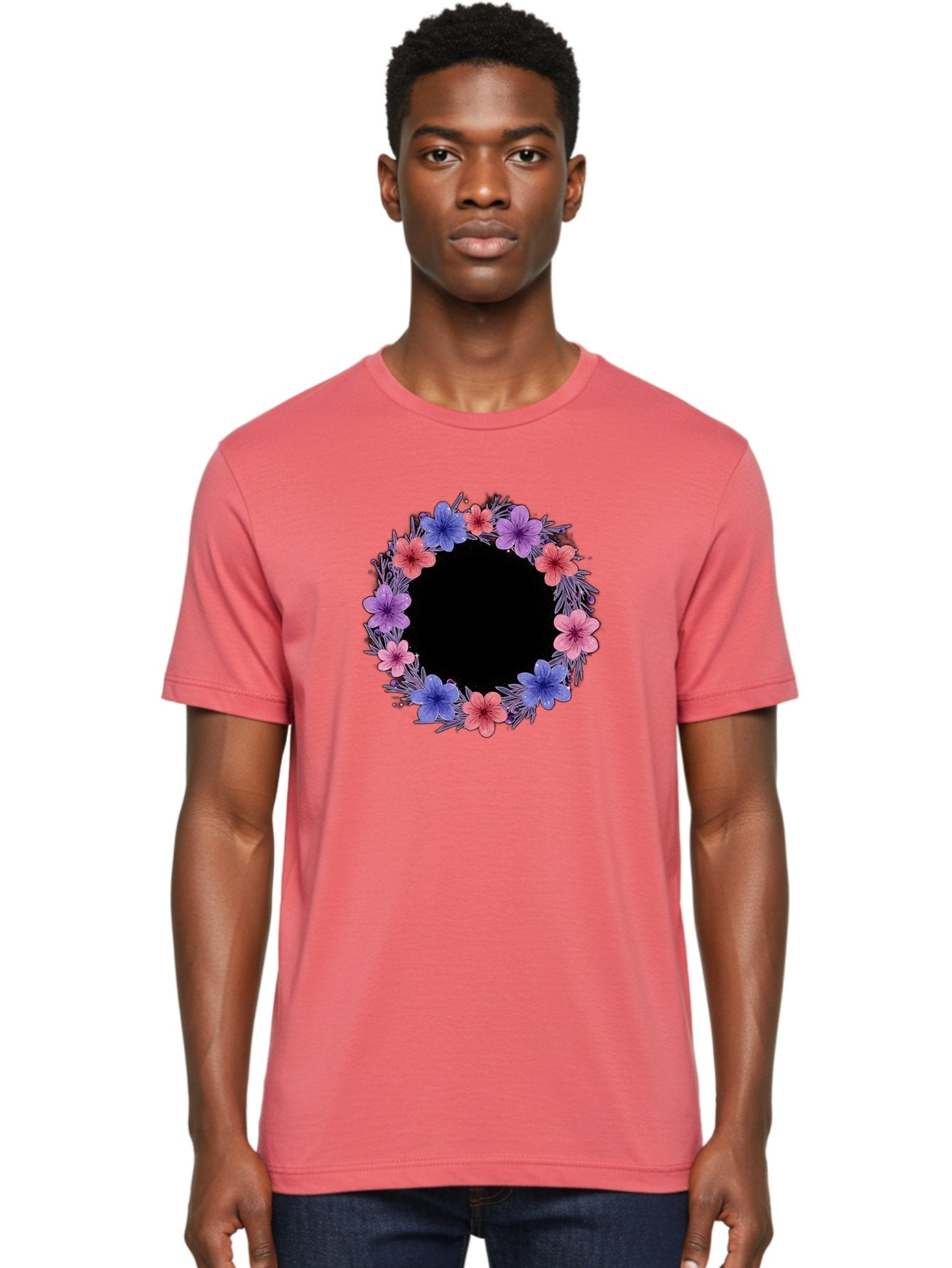 Floral-Wreath-3 Men'S Graphic Tee, 100% Cotton, Comfortable Casual Summer Wear, Machine Washable, Vintage Camera, Old Camera, Antique Camera, Black Camera, Classic Photography, Photography Equipment, Nostalgic Device, Film Camera, Camera Art Bai004 24