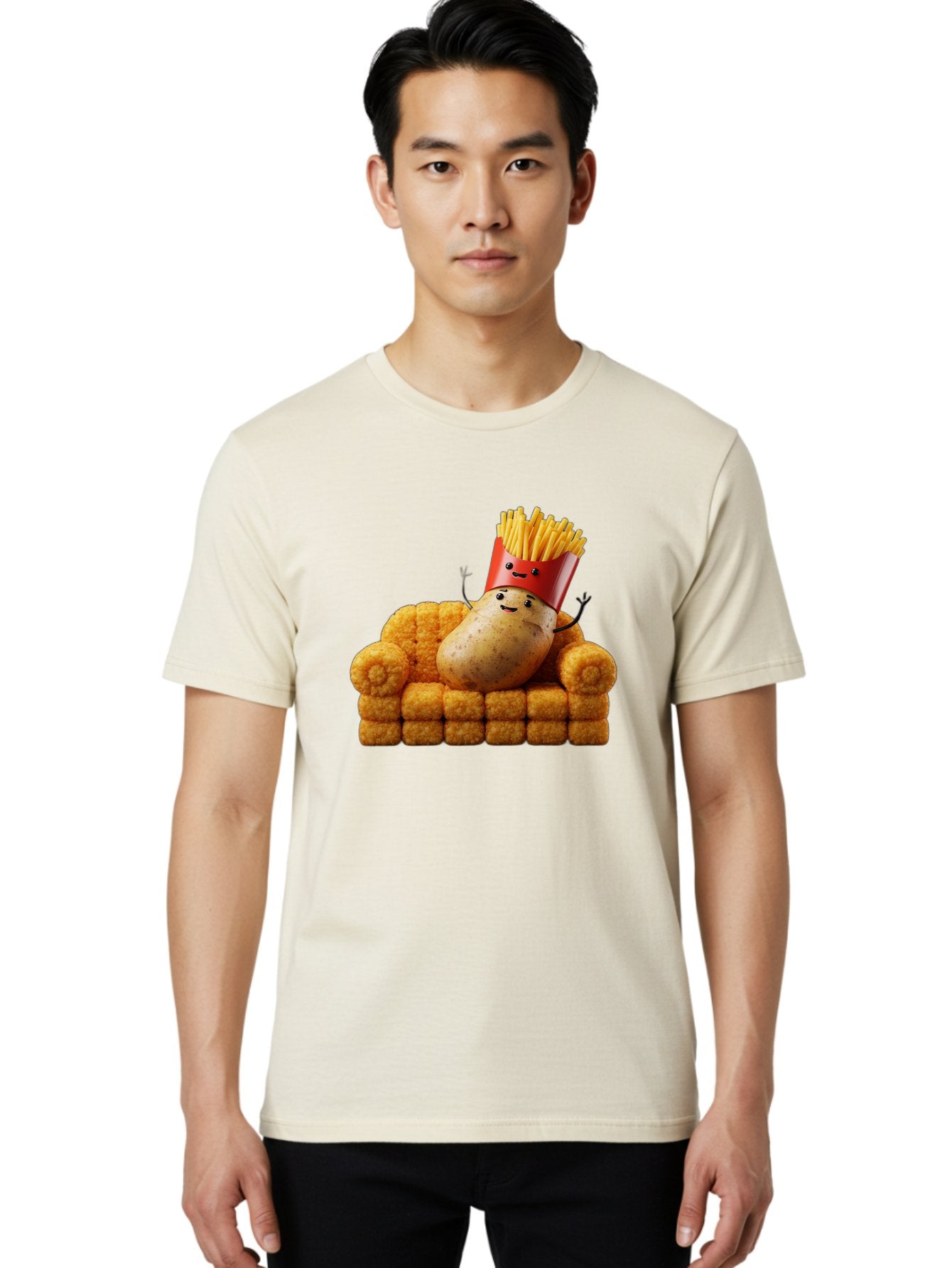 French-Fries-With-Potato Men'S Graphic Tee, 100% Cotton, Comfortable Casual Summer Wear, Machine Washable, Vintage Camera, Old Camera, Antique Camera, Black Camera, Classic Photography, Photography Equipment, Nostalgic Device, Film Camera, Bai008 22