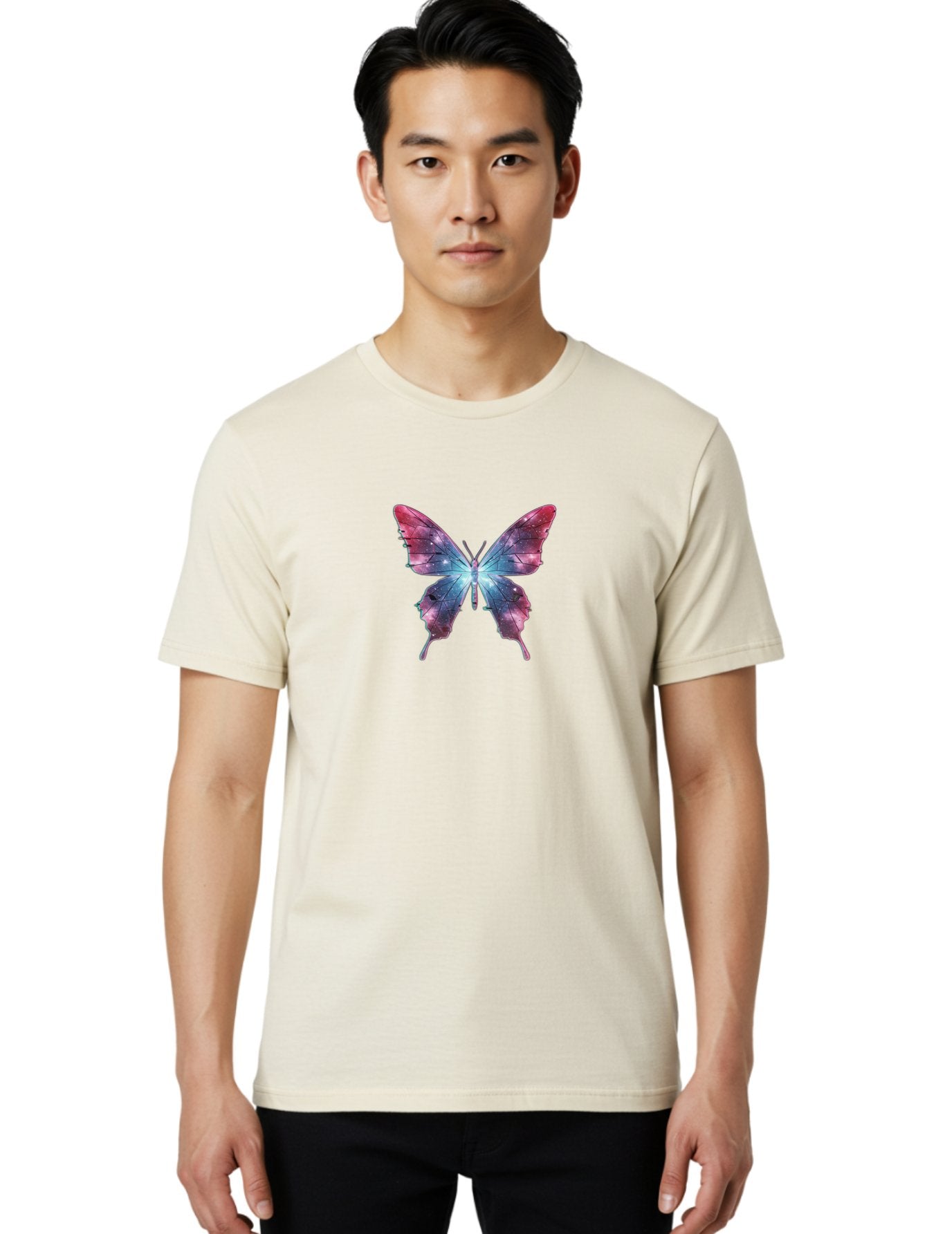 Galaxy-Butterfly Men'S Graphic Tee, 100% Cotton, Comfortable Casual Summer Wear, Machine Washable, Vintage Camera, Old Camera, Antique Camera, Black Camera, Classic Photography, Photography Equipment, Nostalgic Device, Film Camera, Camera Art Bai020 26