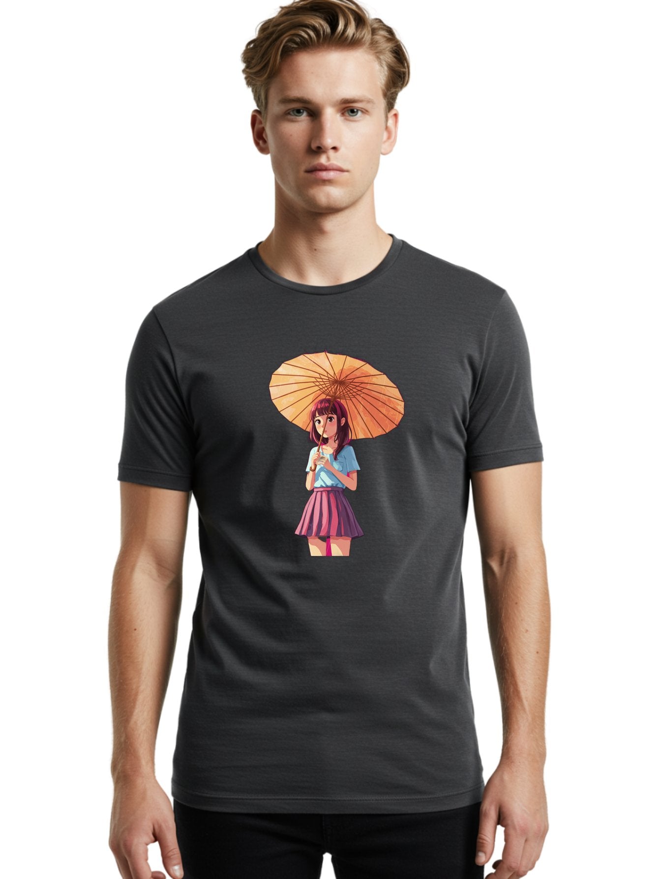 Girl-With-Parasol-1 Men'S Graphic Tee, 100% Cotton, Comfortable Casual Summer Wear, Machine Washable, Vintage Camera, Old Camera, Antique Camera, Black Camera, Classic Photography, Photography Equipment, Nostalgic Device, Film Camera, Bai030 21