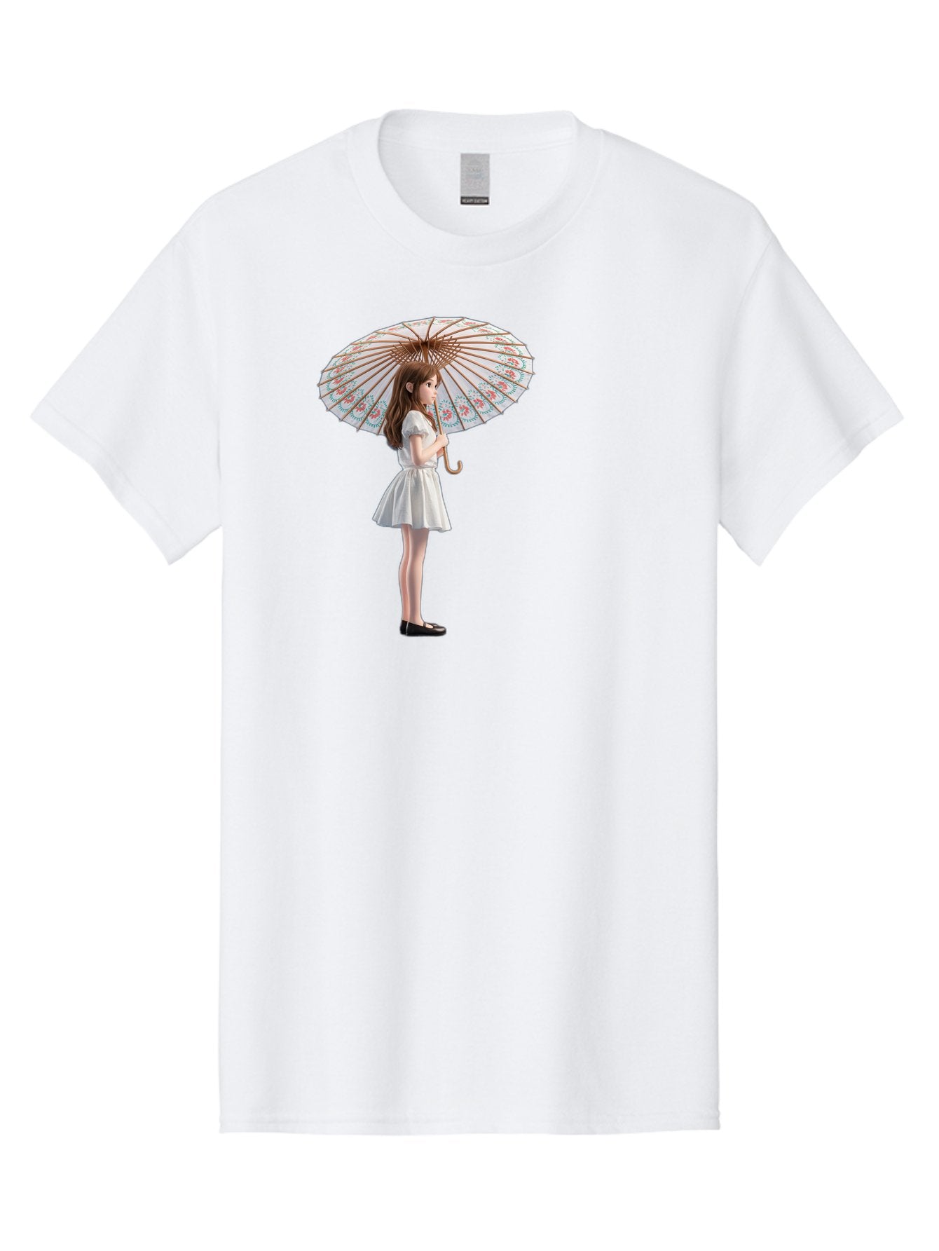 Girl-With-Parasol-3 Men'S Graphic Tee, 100% Cotton, Comfortable Casual Summer Wear, Machine Washable, Vintage Camera, Old Camera, Antique Camera, Black Camera, Classic Photography, Photography Equipment, Nostalgic Device, Film Camera, Bai032