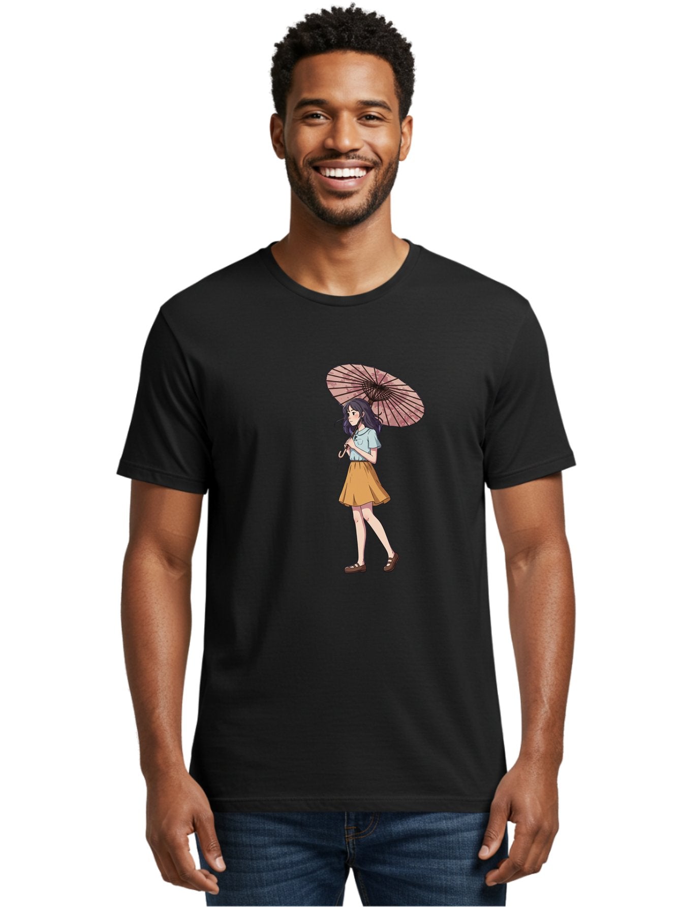 Girl-With-Parasol-4 Men'S Graphic Tee, 100% Cotton, Comfortable Casual Summer Wear, Machine Washable, Vintage Camera, Old Camera, Antique Camera, Black Camera, Classic Photography, Photography Equipment, Nostalgic Device, Film Camera, Bai033 27