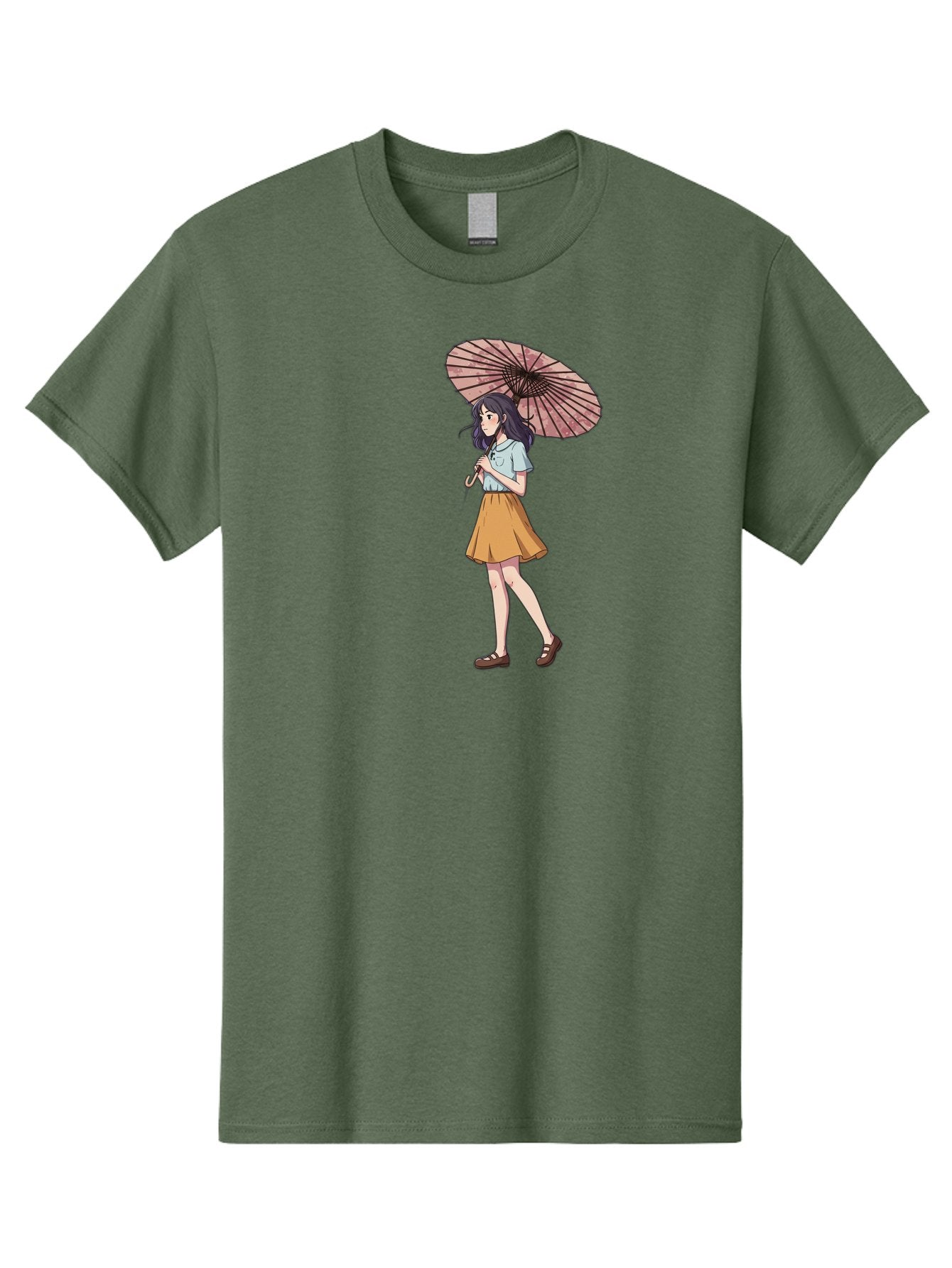 Girl-With-Parasol-4 Men'S Graphic Tee, 100% Cotton, Comfortable Casual Summer Wear, Machine Washable, Vintage Camera, Old Camera, Antique Camera, Black Camera, Classic Photography, Photography Equipment, Nostalgic Device, Film Camera, Bai033